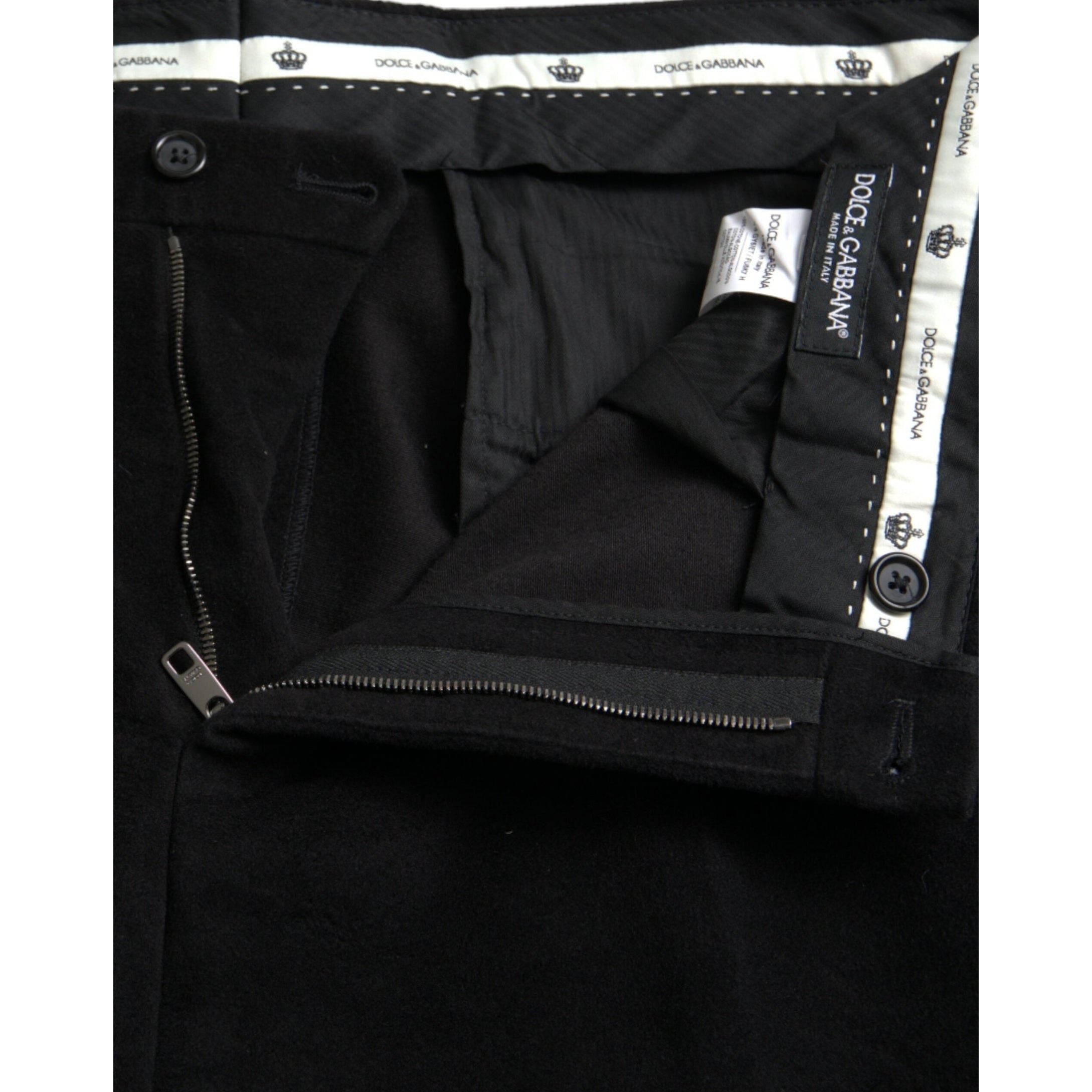 Black Cotton Velvet Skinny Pants