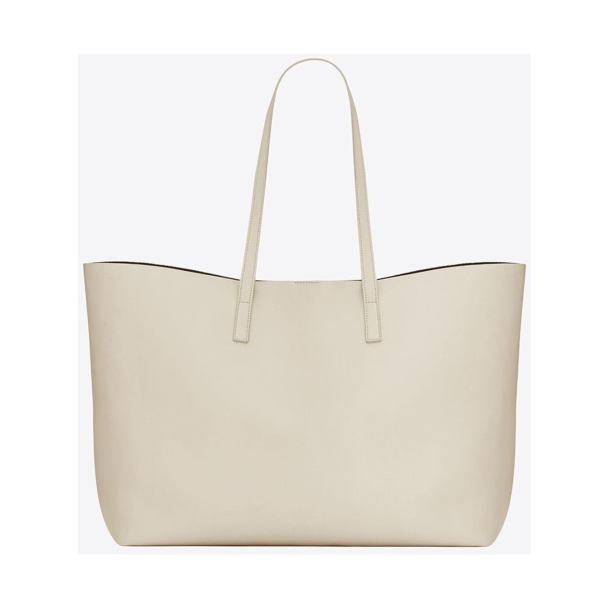 White Calf Leather Tote Shoulder Bag