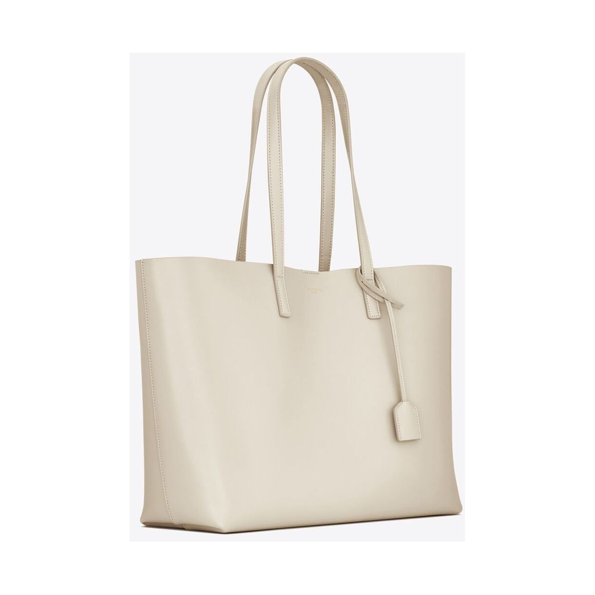 White Calf Leather Tote Shoulder Bag