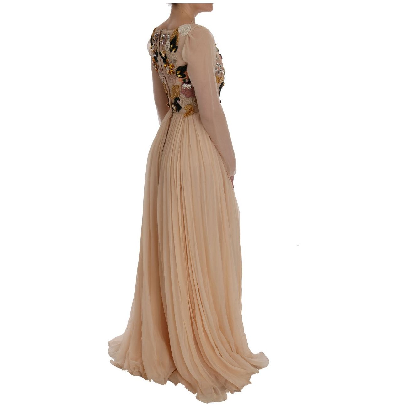 Elegant Floral Embroidered Silk Maxi Dress