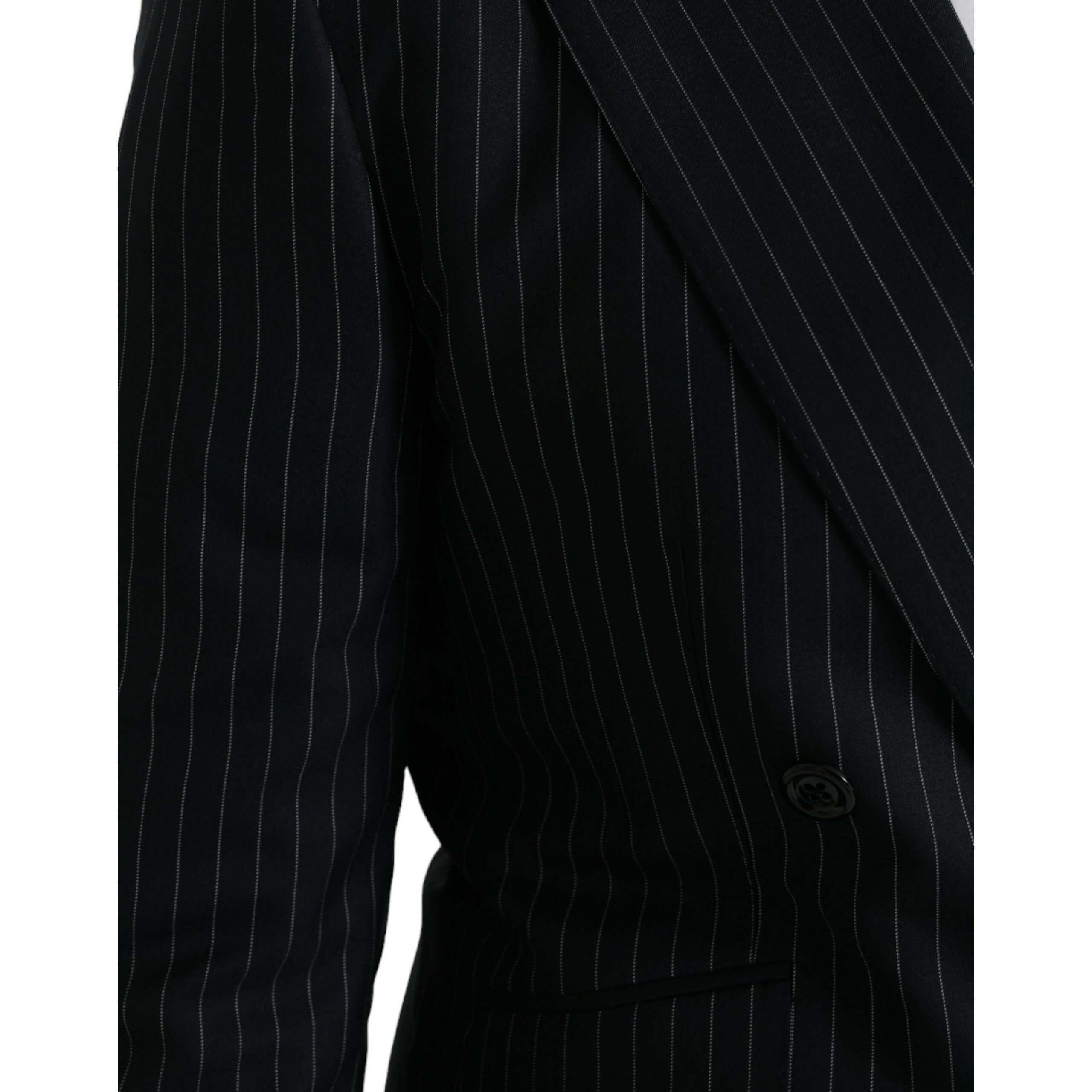 Black Stripe SICILIA Double Breasted Coat Blazer