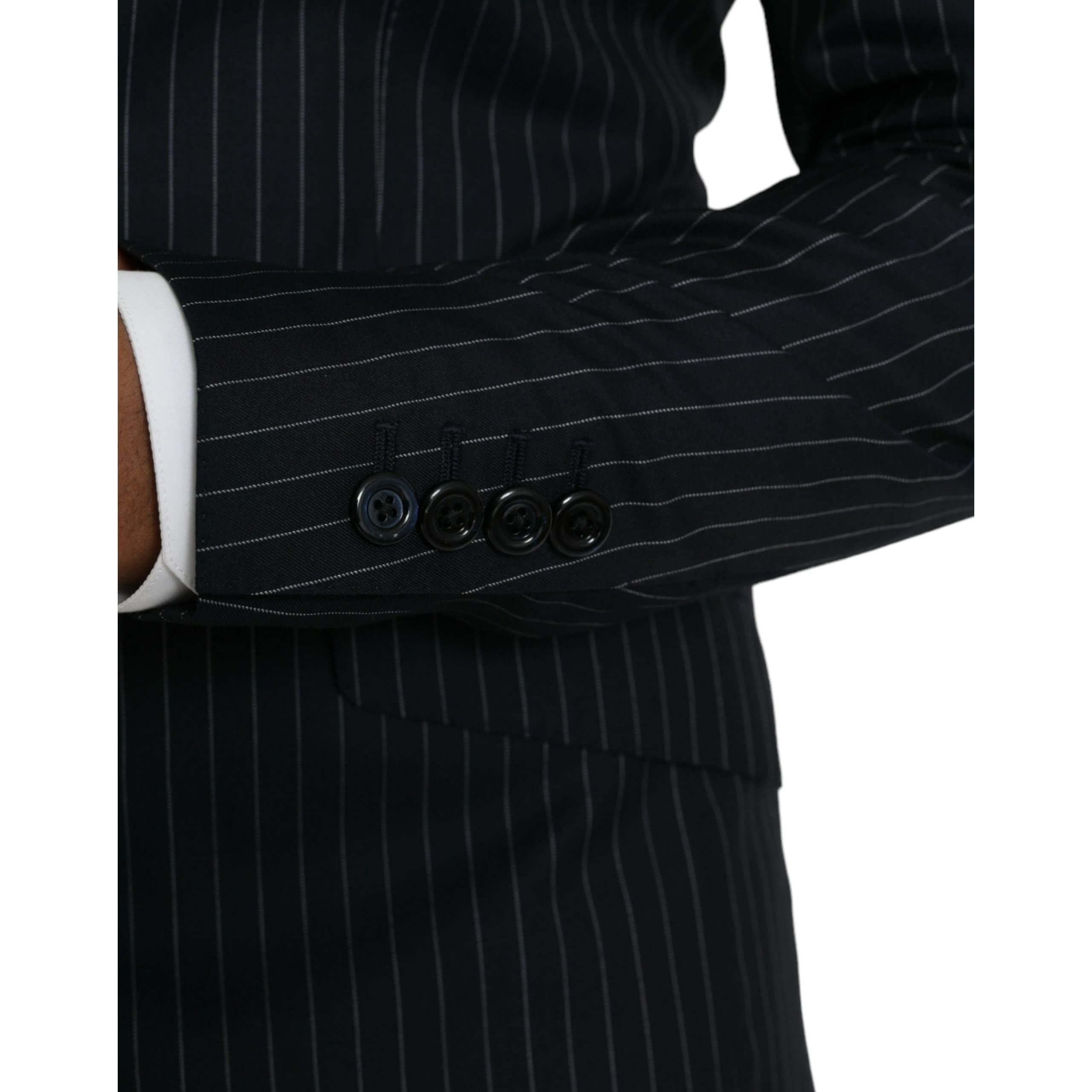 Black Stripe SICILIA Double Breasted Coat Blazer