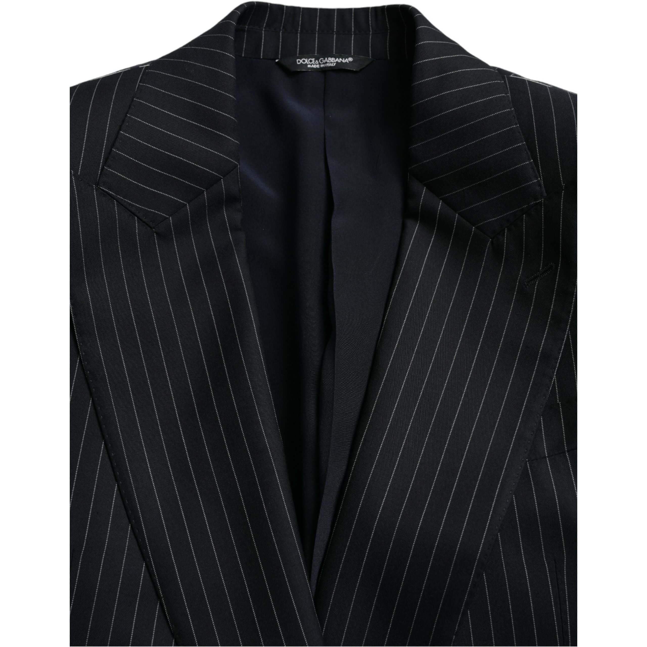 Black Stripe SICILIA Double Breasted Coat Blazer