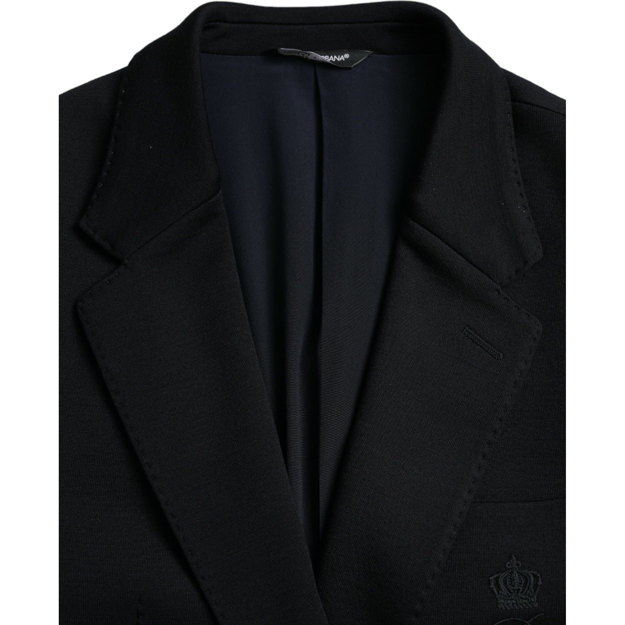 Black Wool Notch Single Breasted Coat Blazer