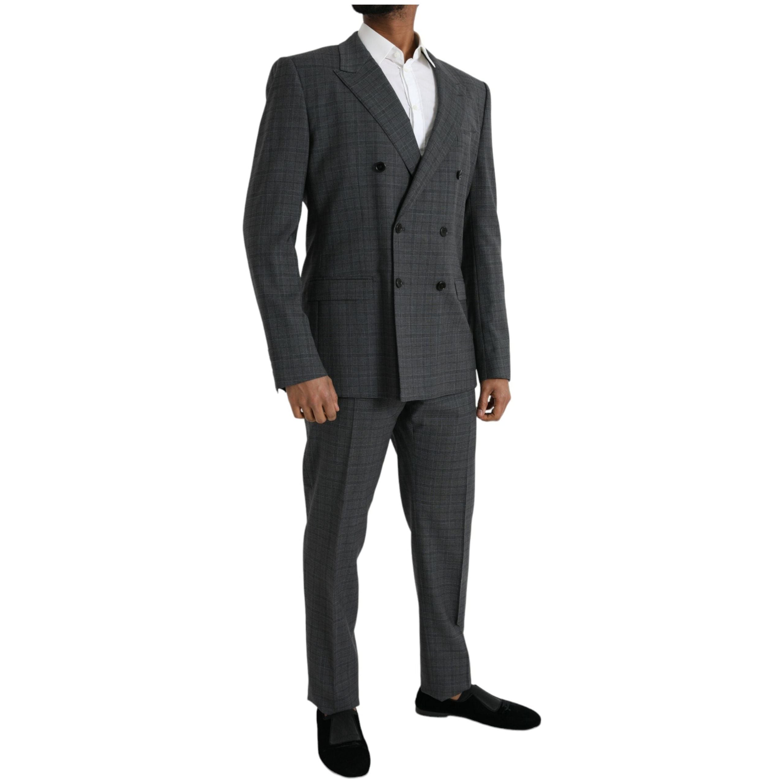 Gray Plaid Wool MARTINI Formal 2 Piece Suit