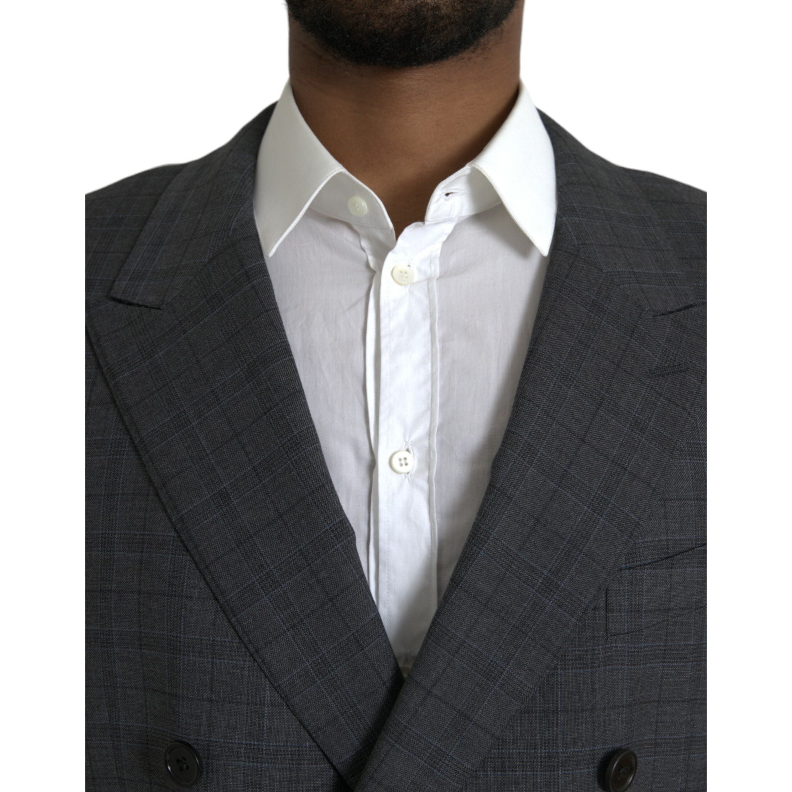 Gray Plaid Wool MARTINI Formal 2 Piece Suit