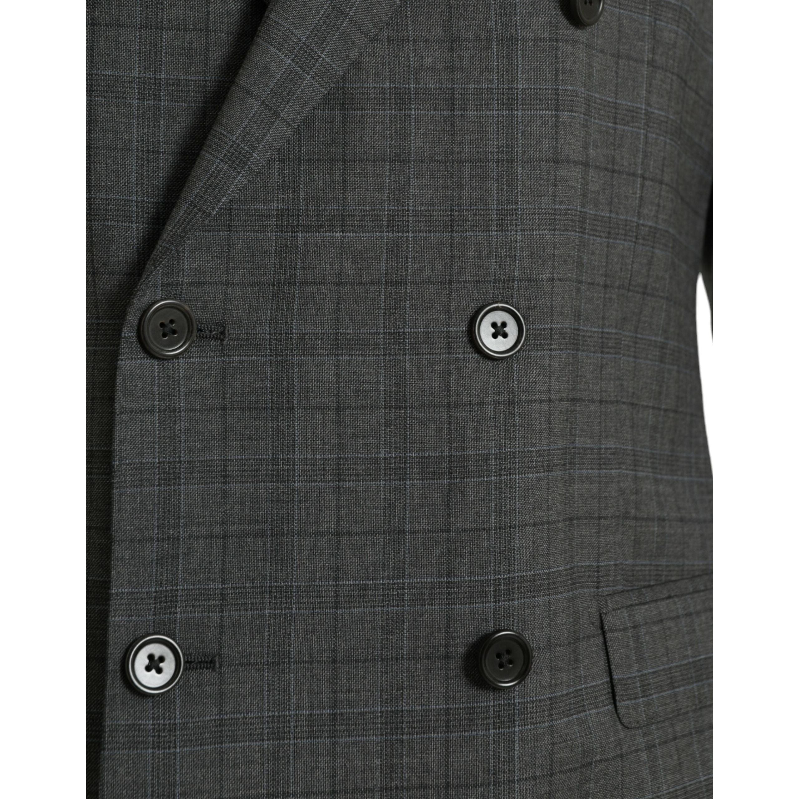 Gray Plaid Wool MARTINI Formal 2 Piece Suit