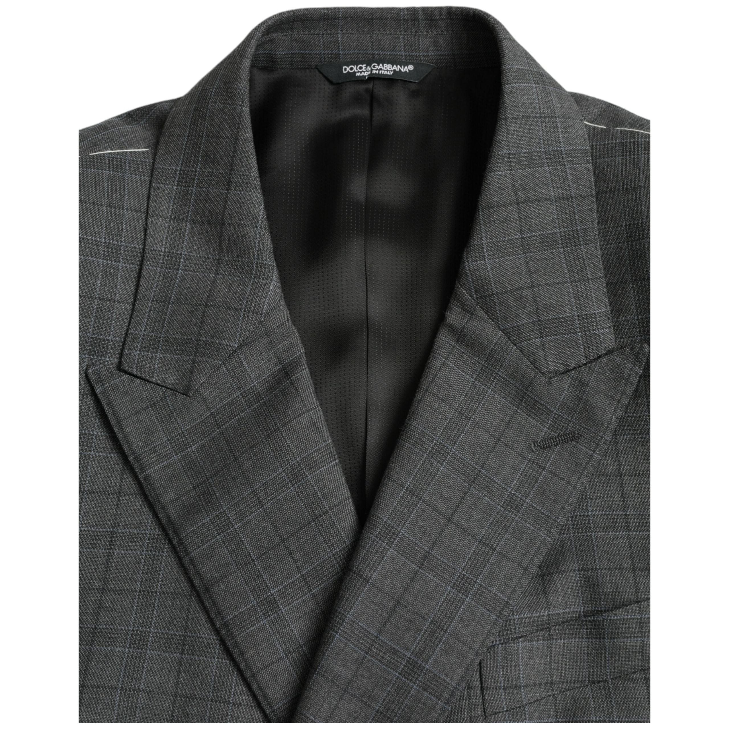 Gray Plaid Wool MARTINI Formal 2 Piece Suit