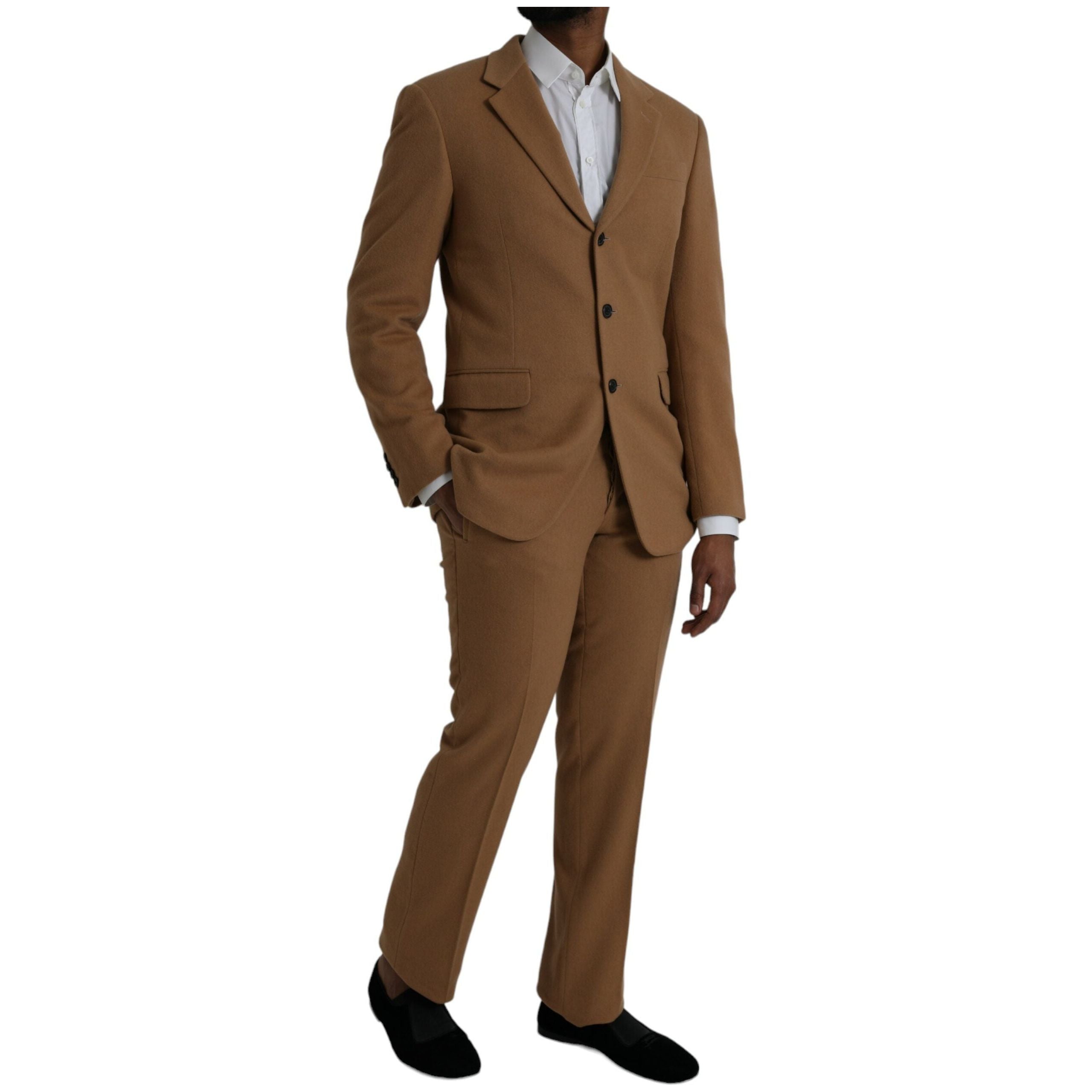 Brown Cashmere 2 Piece Single Breasted Suit