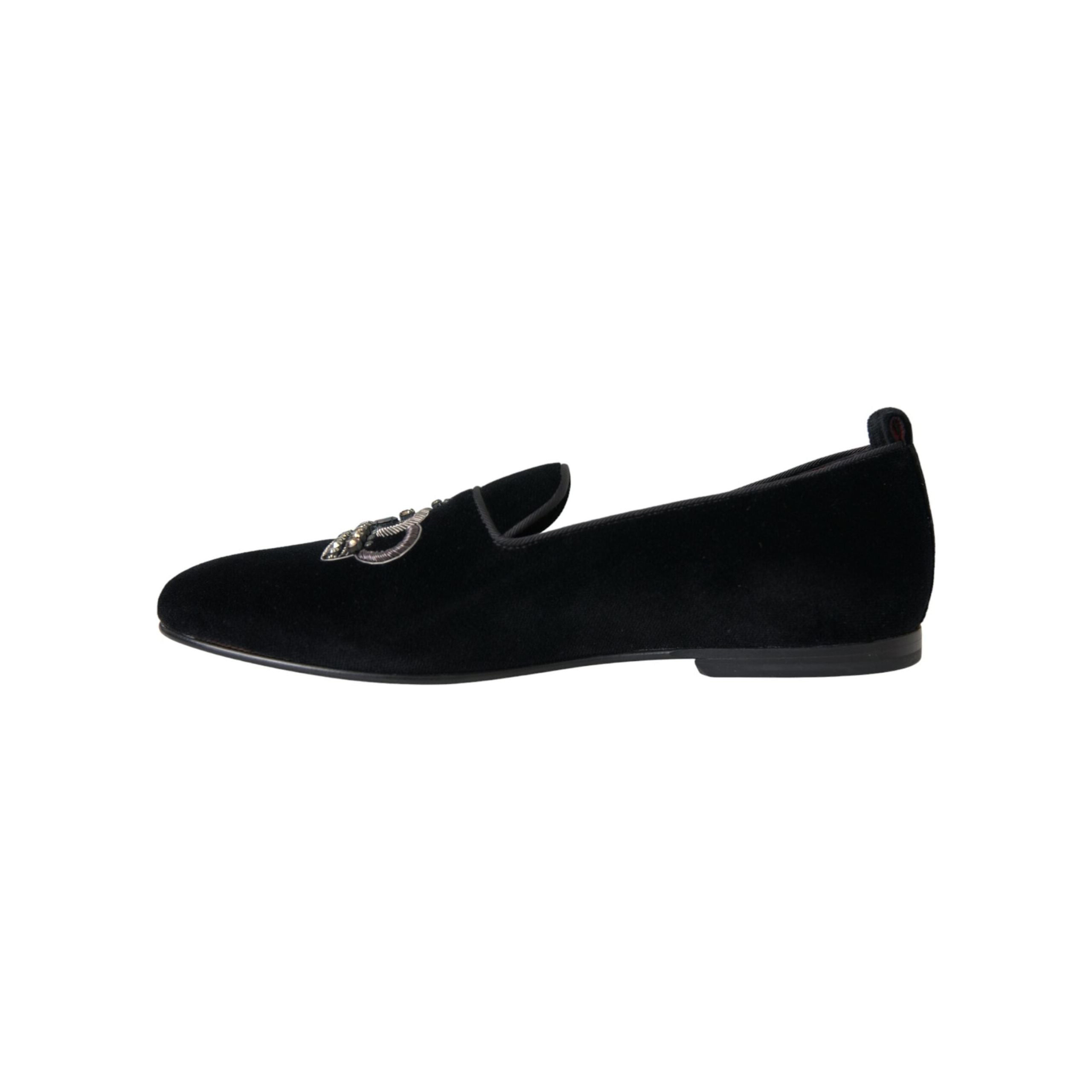 Black Velvet Crystal Crown Men Loafers Shoes