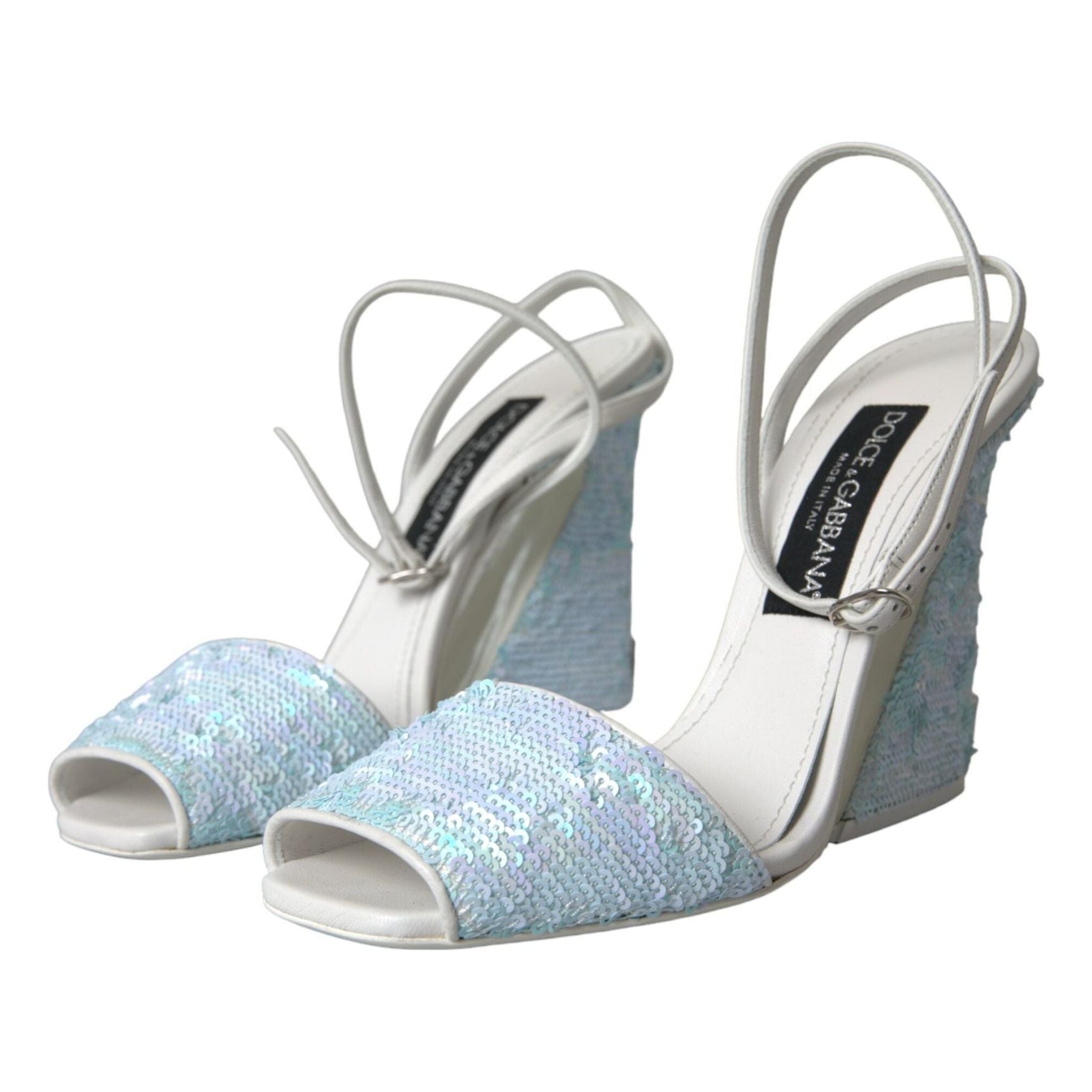 Light Blue Sequin Ankle Strap Sandals Shoes