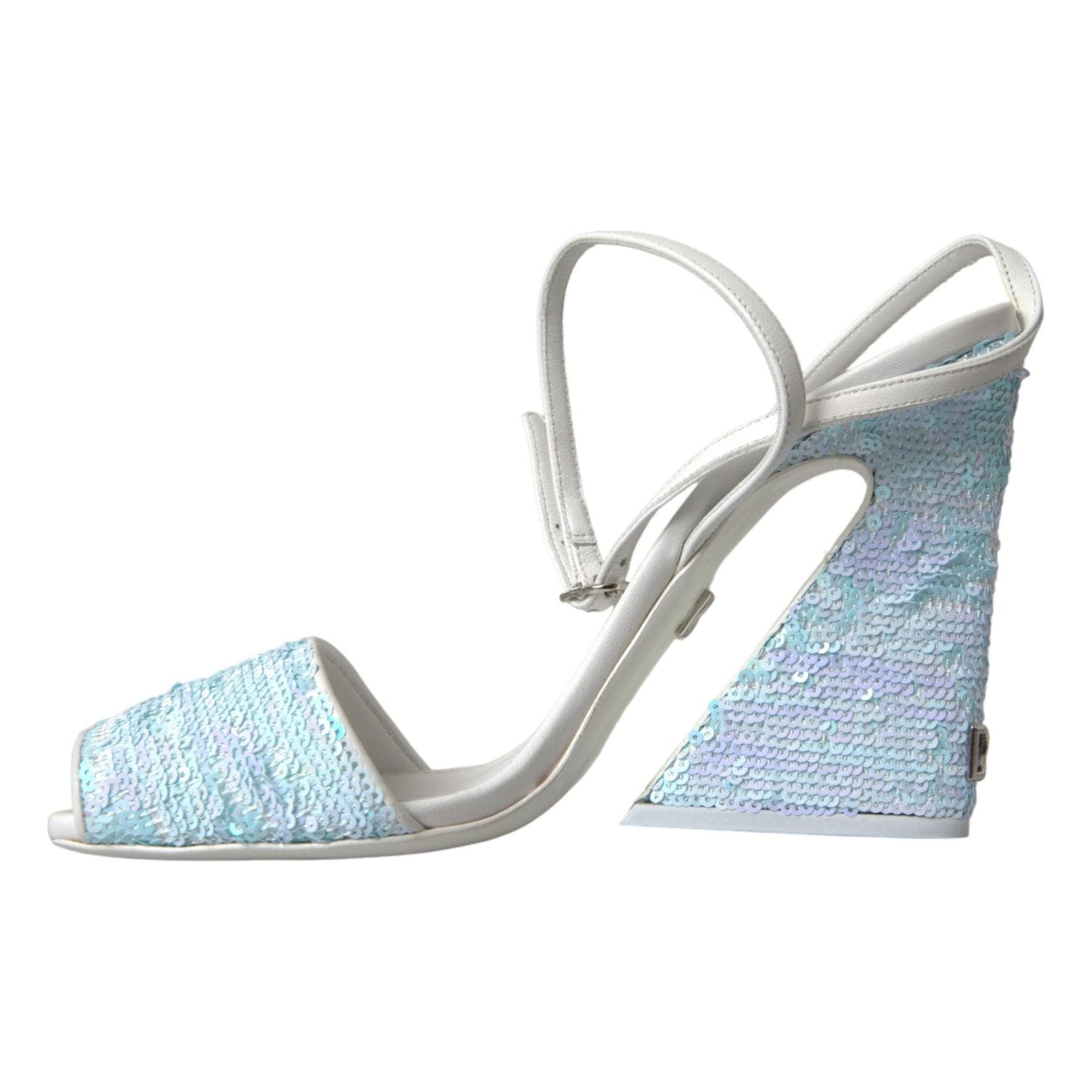 Light Blue Sequin Ankle Strap Sandals Shoes