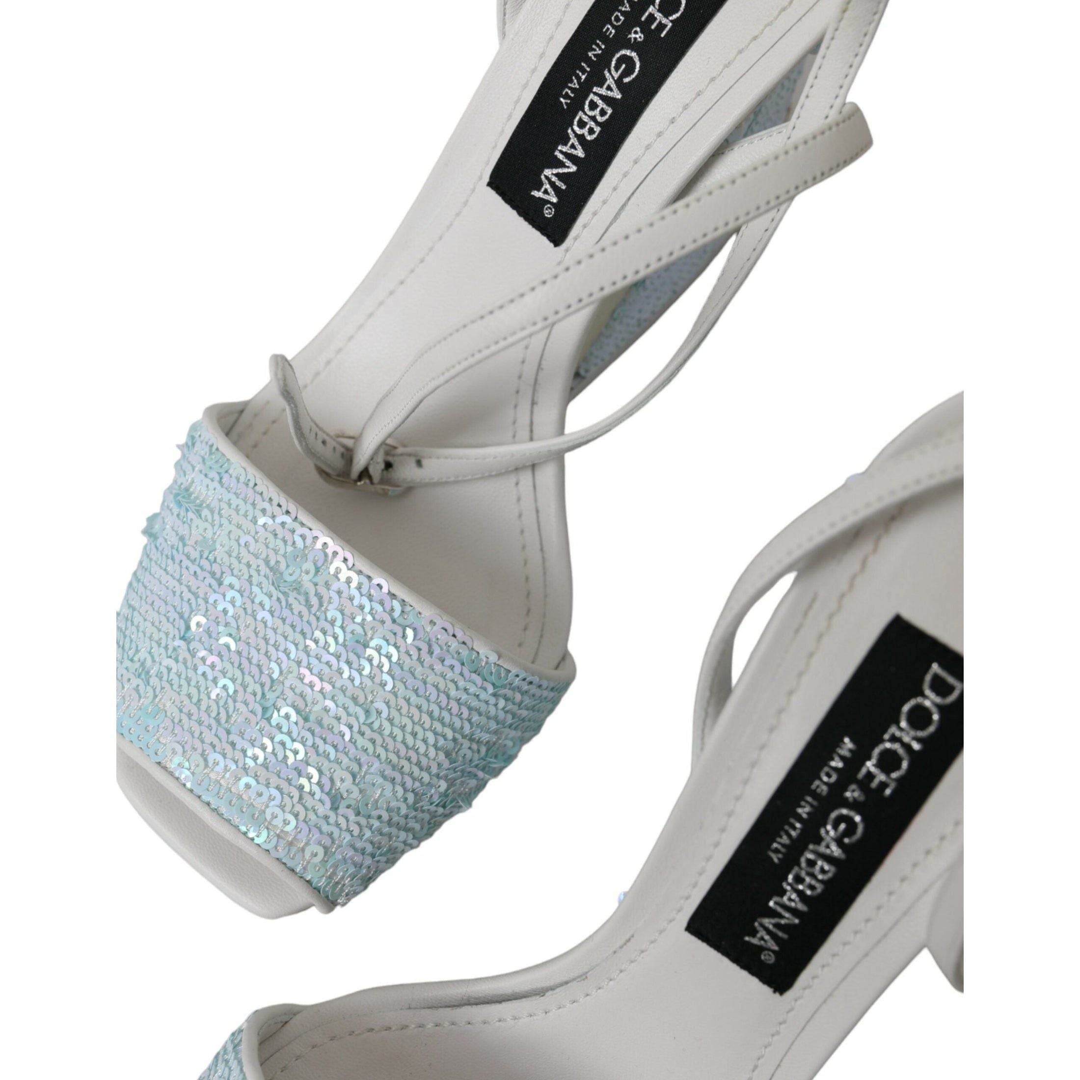 Light Blue Sequin Ankle Strap Sandals Shoes