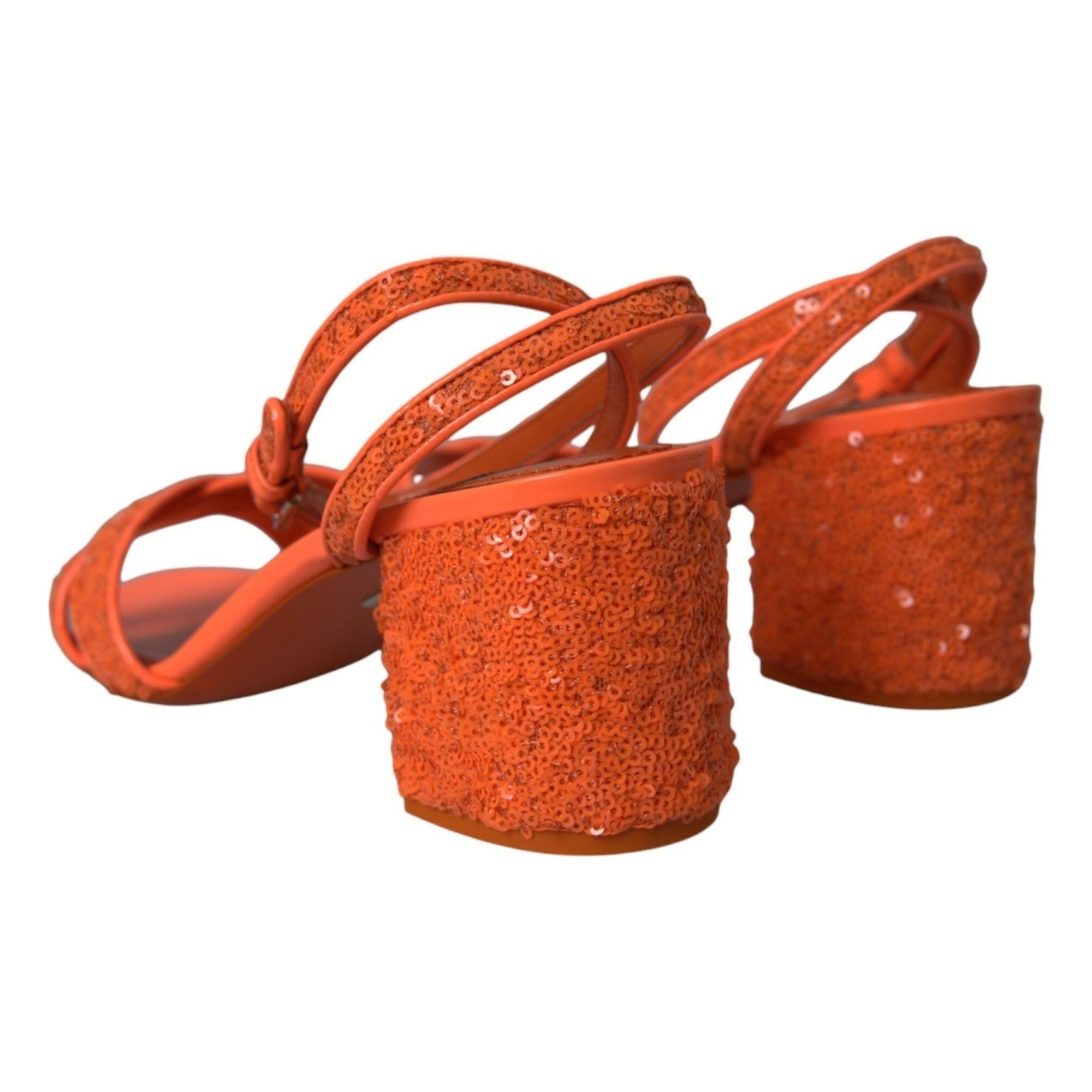 Orange Sequin Ankle Strap Sandals Shoes