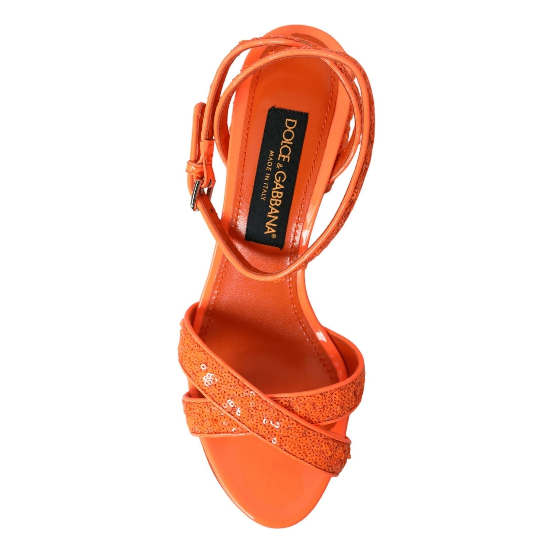 Orange Sequin Ankle Strap Sandals Shoes