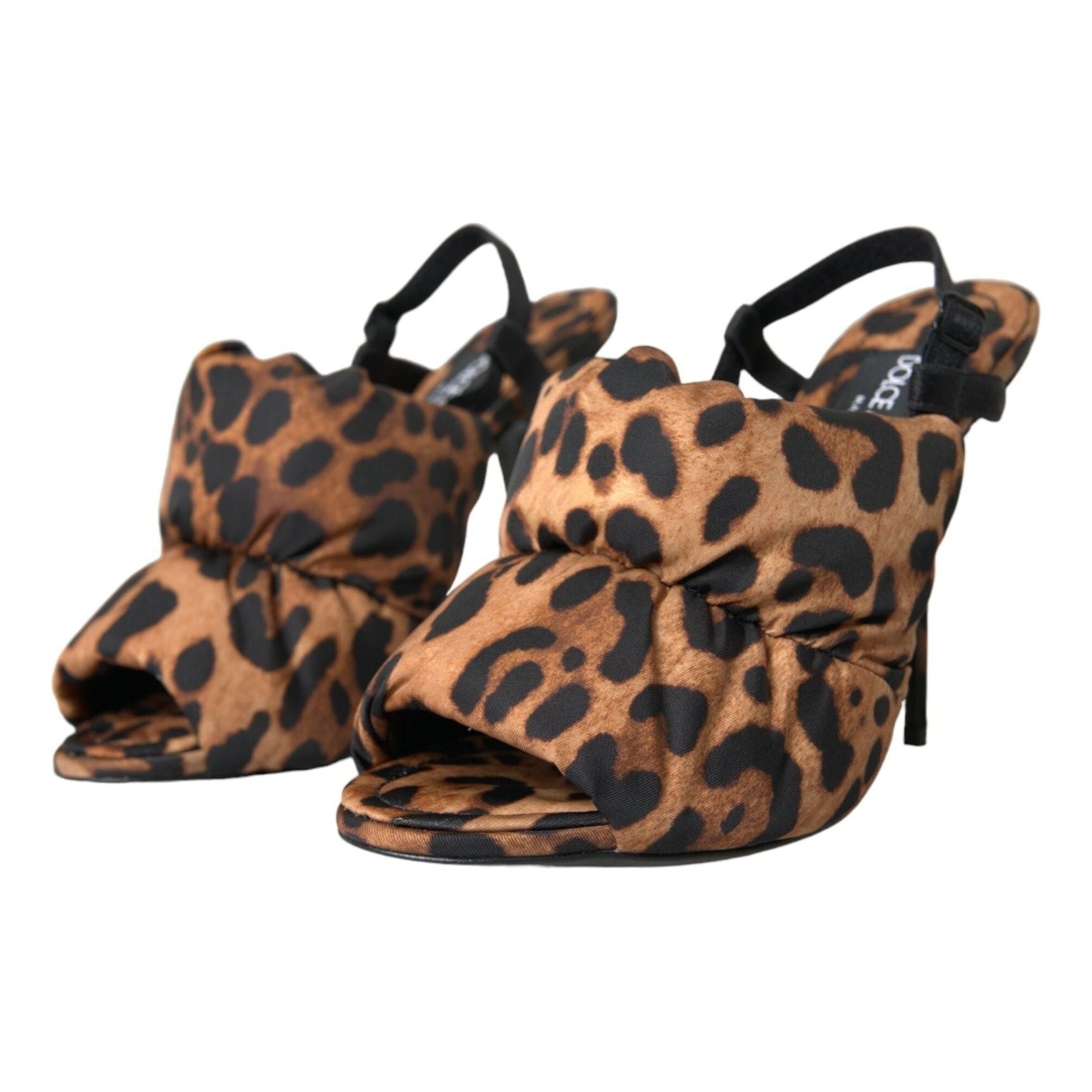 Brown Leopard Slingback Heels Sandals Shoes