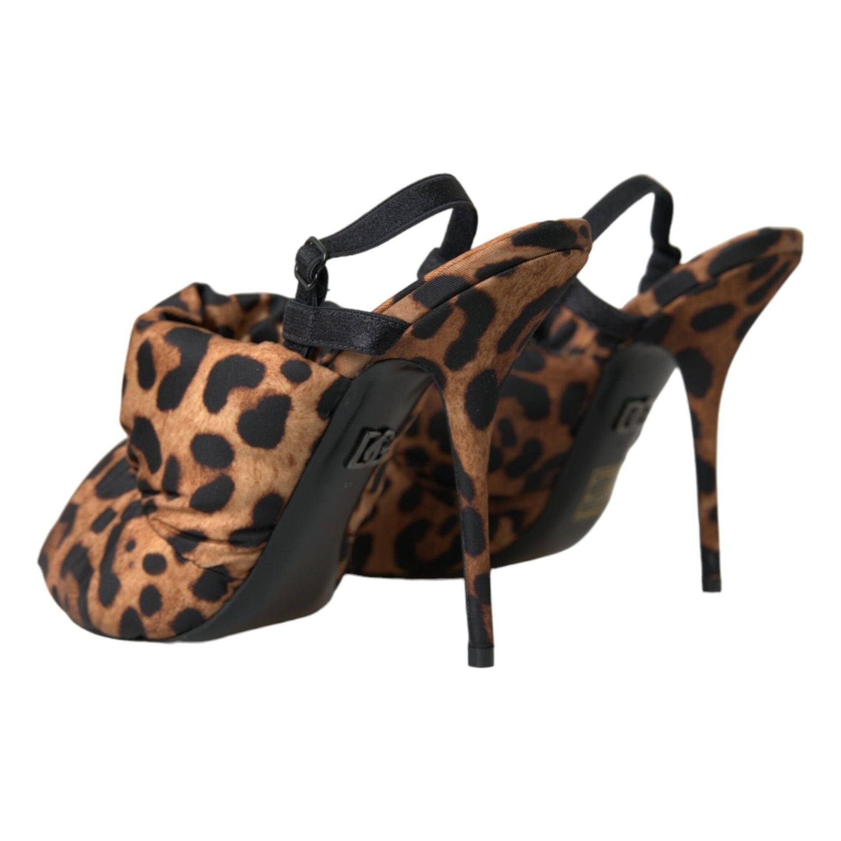 Brown Leopard Slingback Heels Sandals Shoes