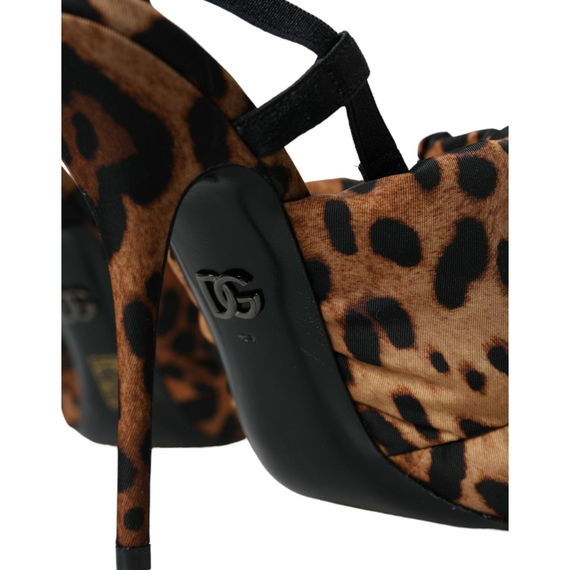 Brown Leopard Slingback Heels Sandals Shoes