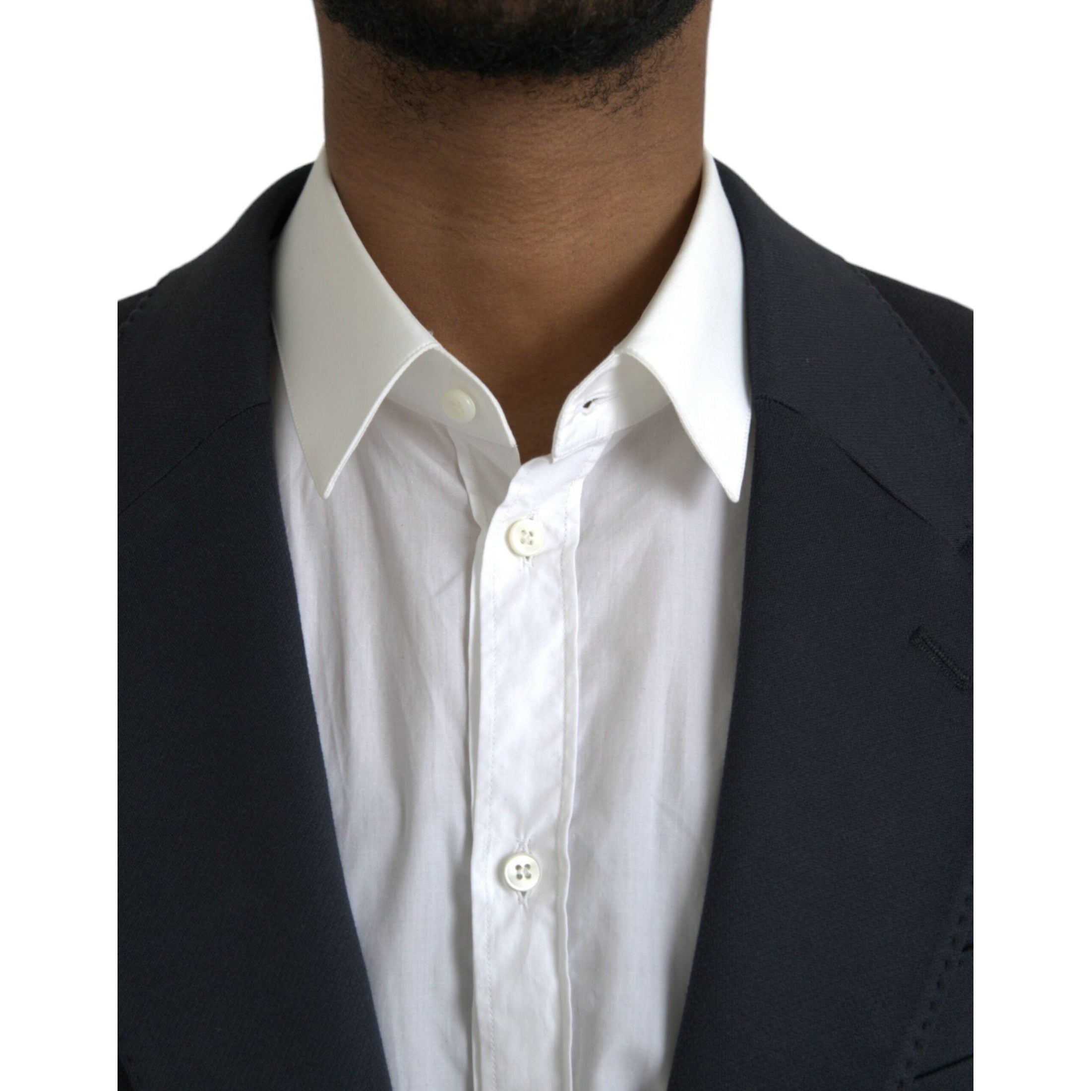 Dark Blue Cotton Single Breasted Coat Blazer