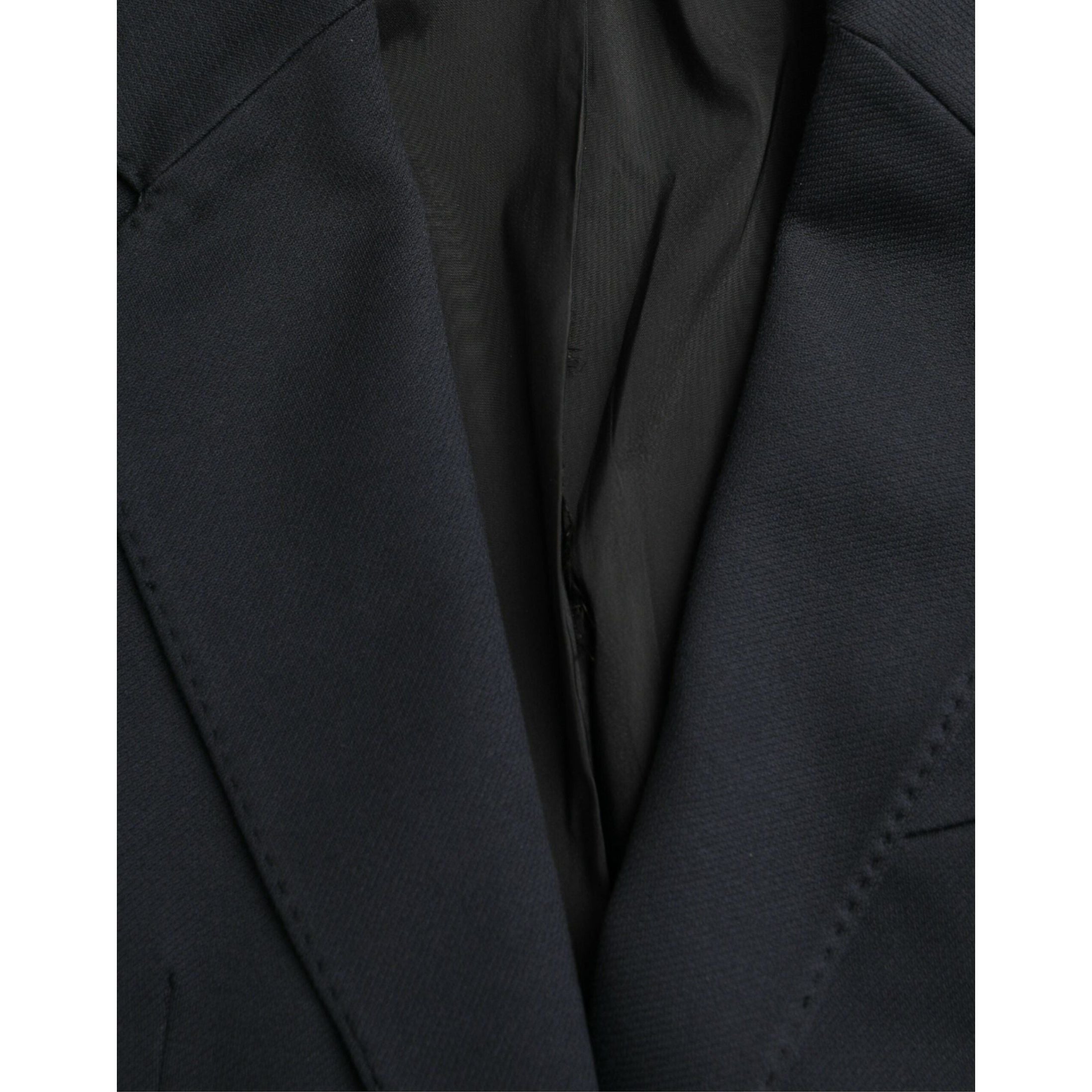 Dark Blue Cotton Single Breasted Coat Blazer