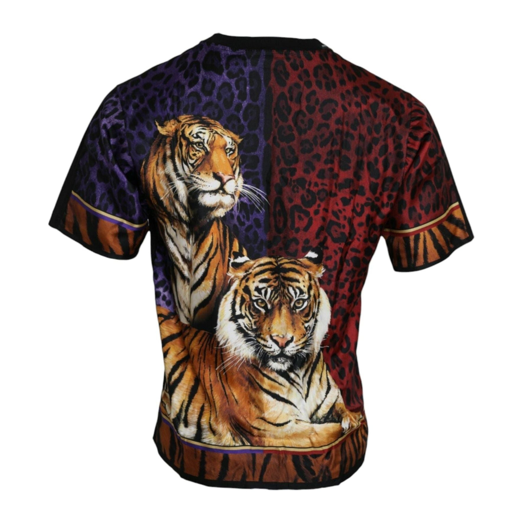 Multicolor Tiger Print Cotton Short Sleeves T-shirt