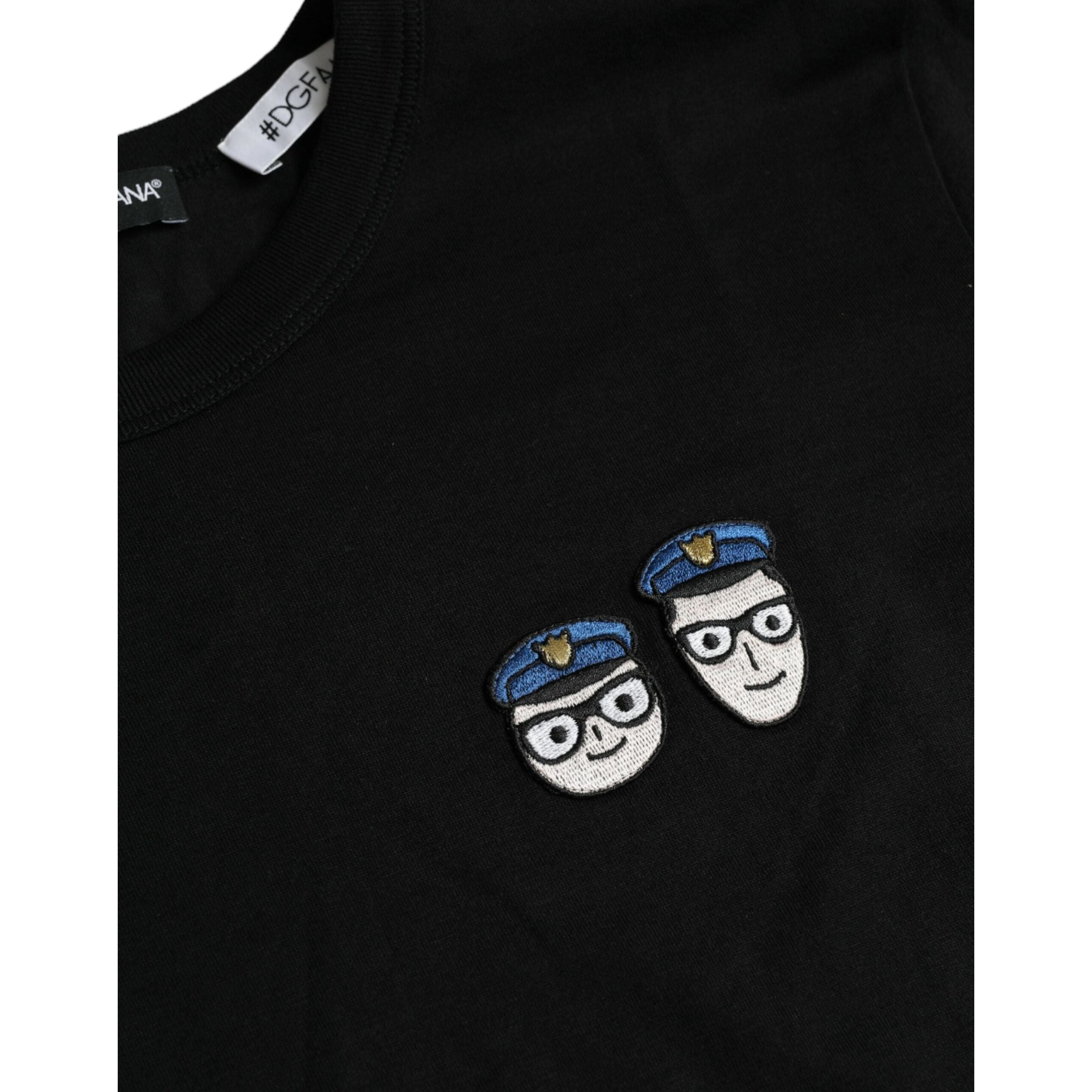 Black #DGFamily Cotton Crew Neck T-shirt