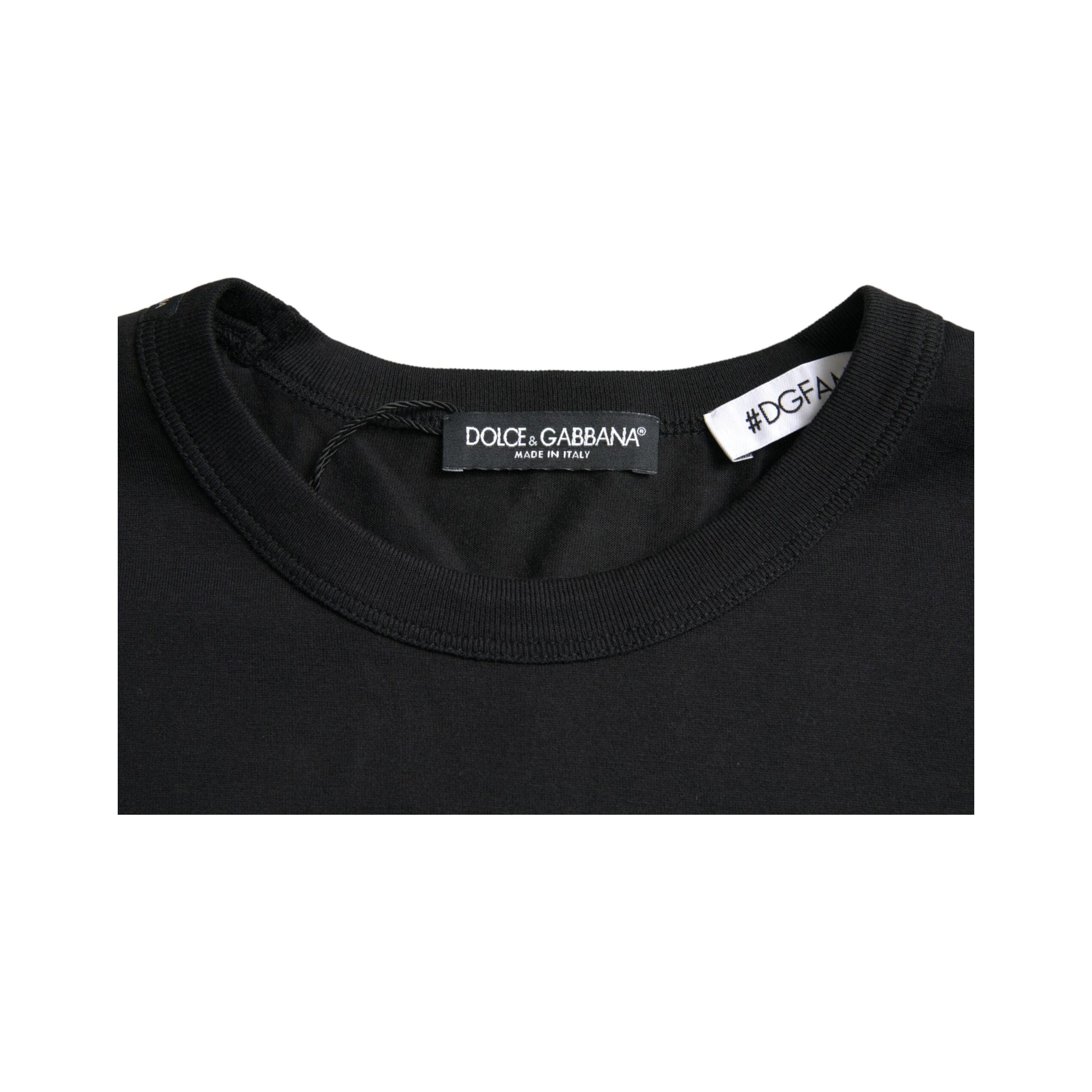 Black #DGFamily Cotton Crew Neck T-shirt