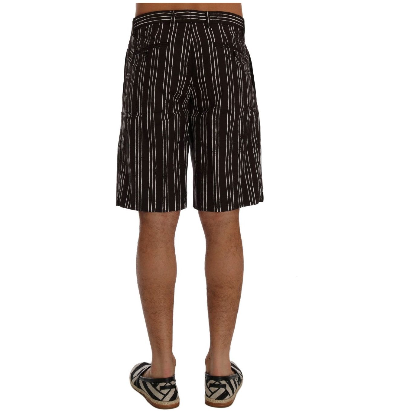 Bordeaux Striped Cotton Knee High Shorts