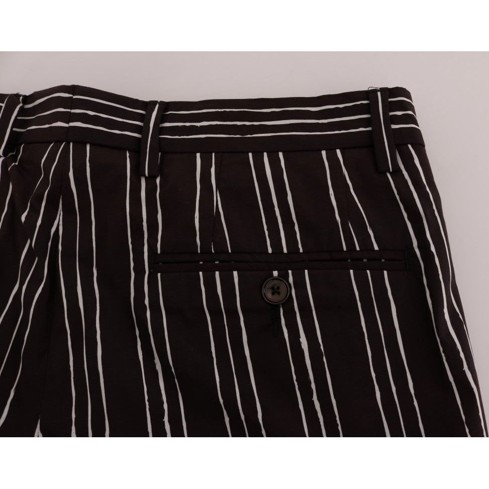 Bordeaux Striped Cotton Knee High Shorts