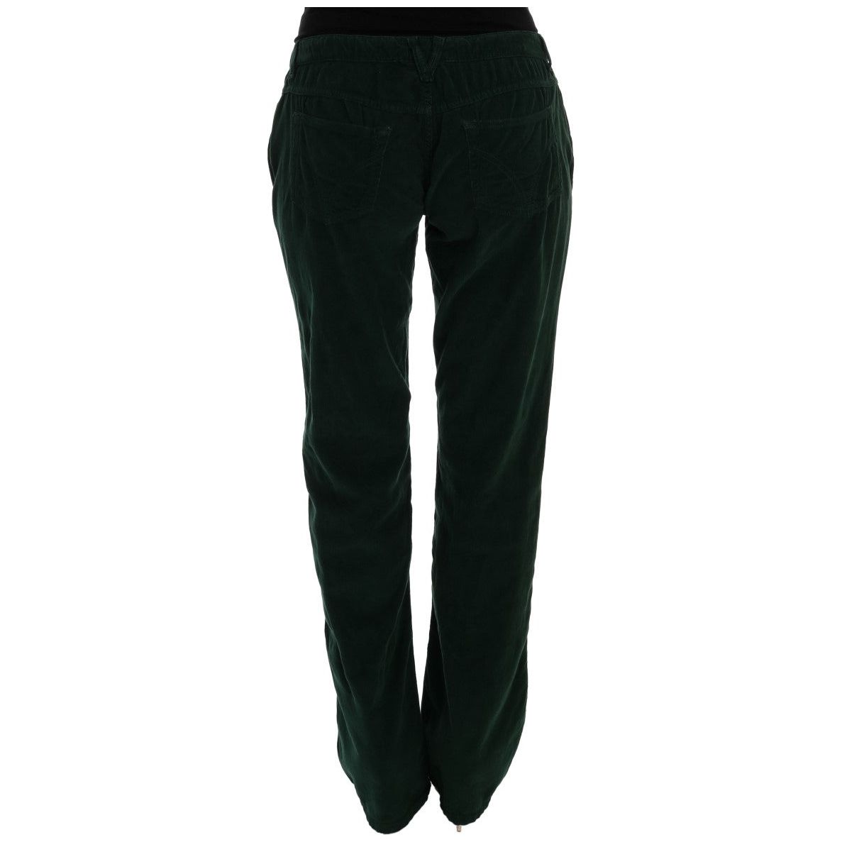 Elegant Green Cotton Blend Trousers