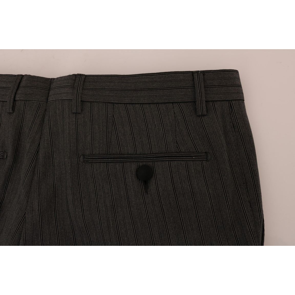 Elegant Gray Striped Wool Formal Trousers