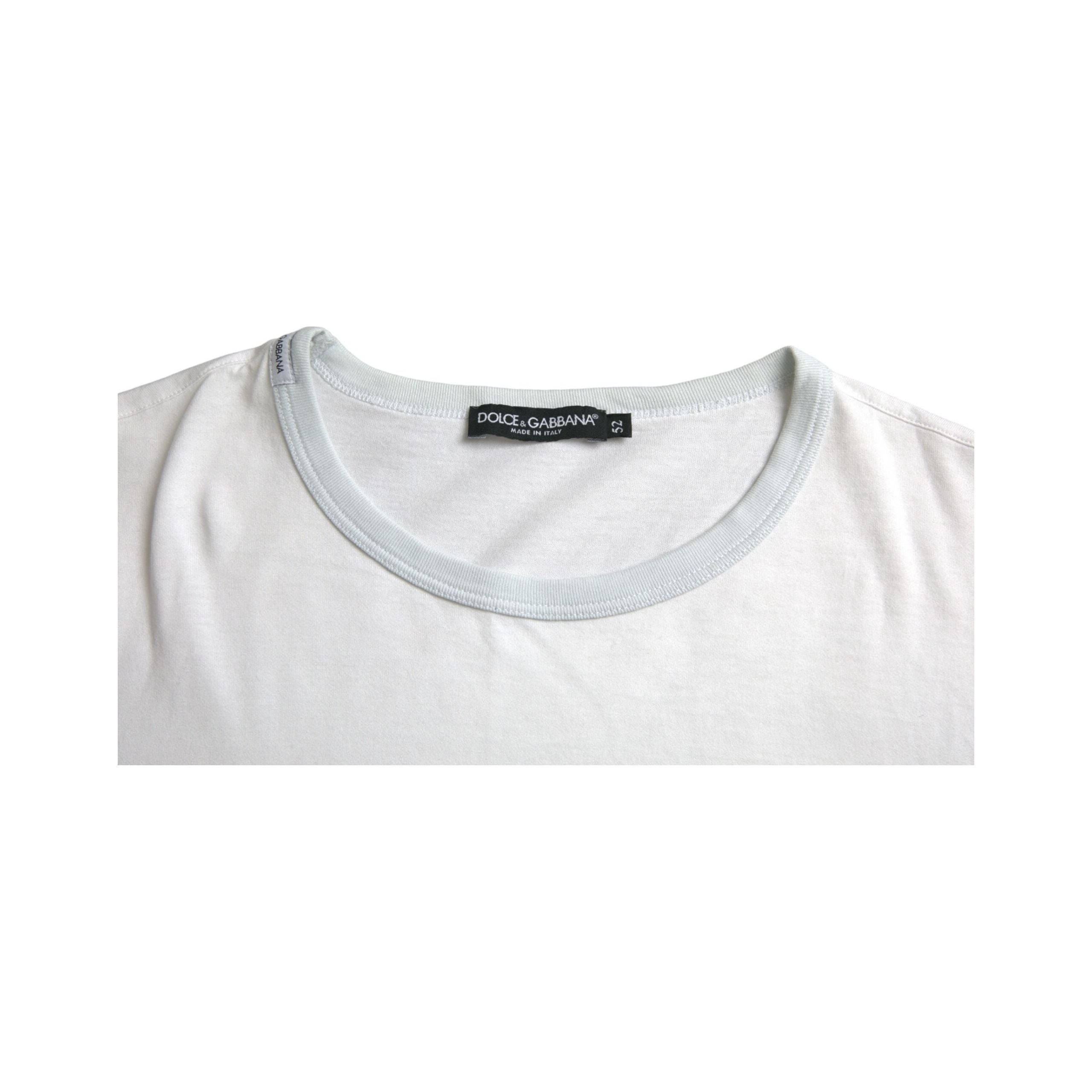 White Cotton Round Neck Short Sleeve T-shirt