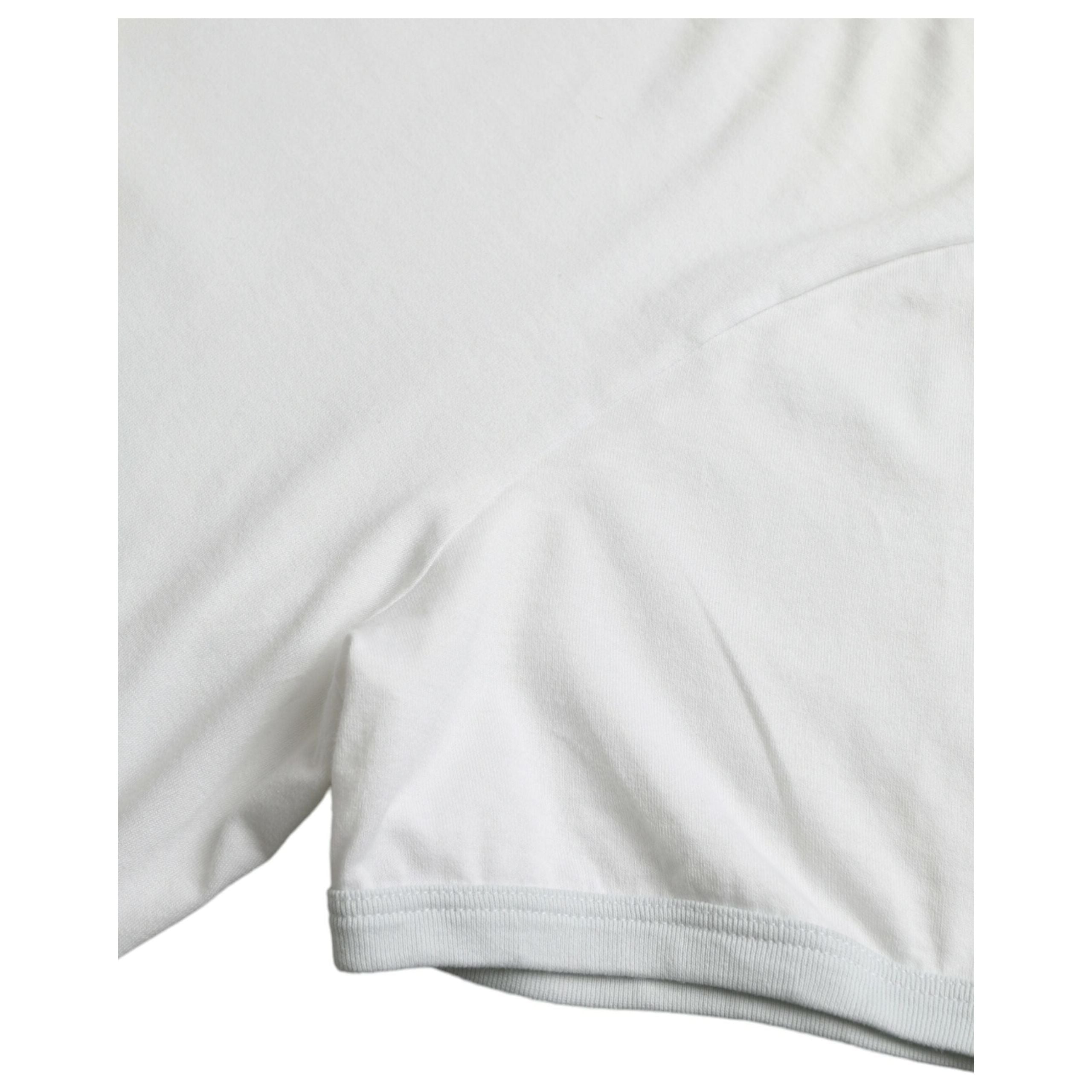 White Cotton Round Neck Short Sleeve T-shirt