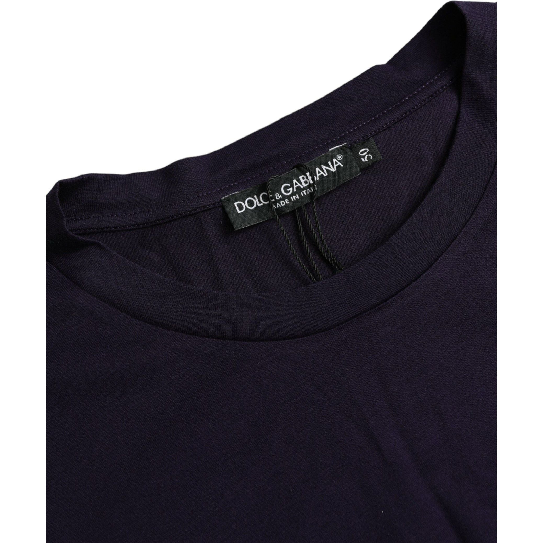 Purple Logo Patch Short Sleeve Cotton T-shirt