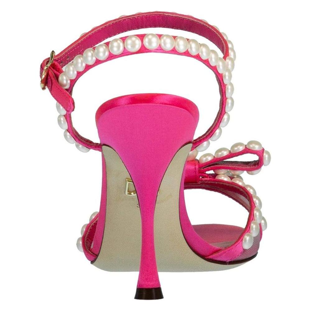 Elegant Fuchsia Sandals with Pearl Details