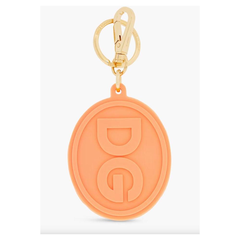 Elegant Orange Keychain with Gold Hardware