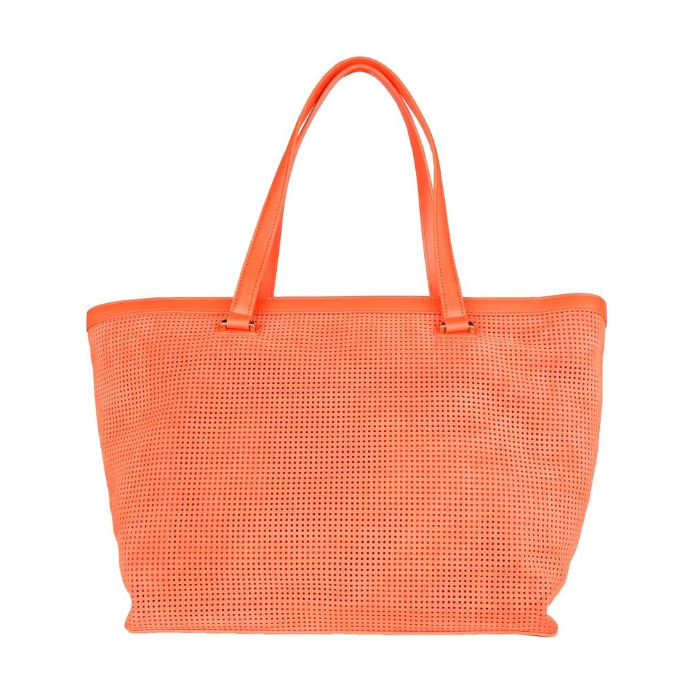 Chic Dark Orange Leather Handbag