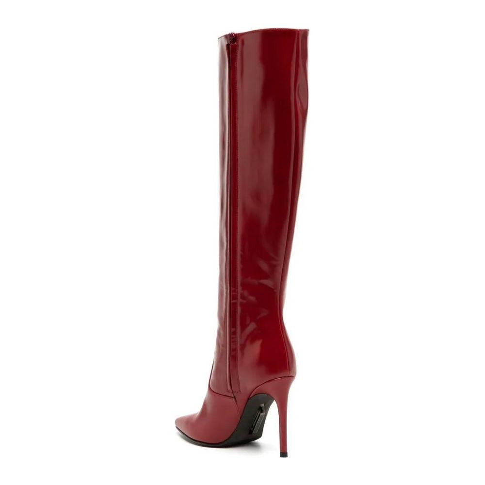 Chic Scarlet Patent Leather Stiletto Boots