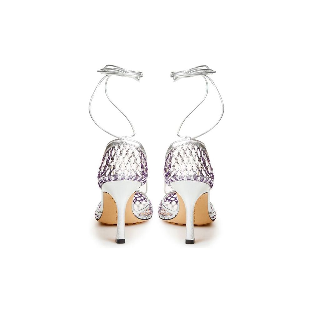 Silver Cotton Leather Sandals