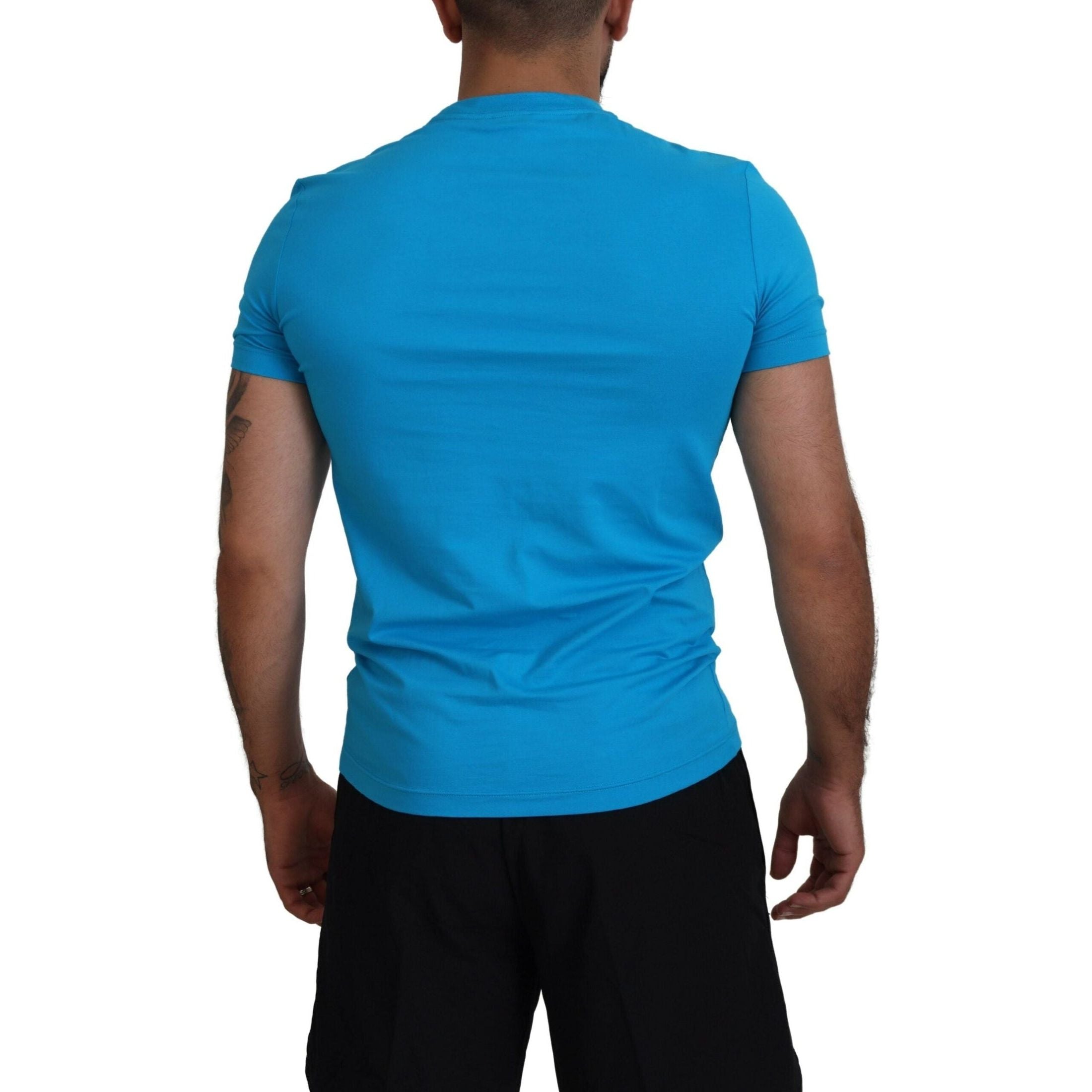 Blue Modal Short Sleeves Crewneck T-shirt