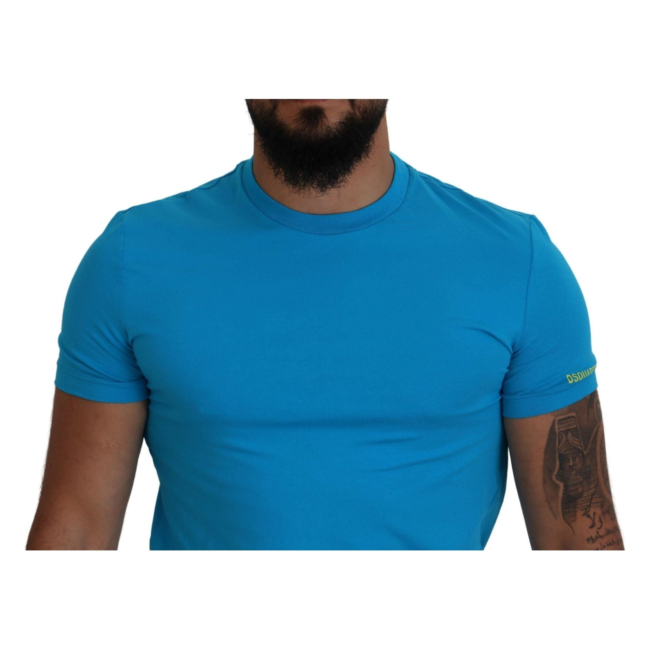 Blue Modal Short Sleeves Crewneck T-shirt