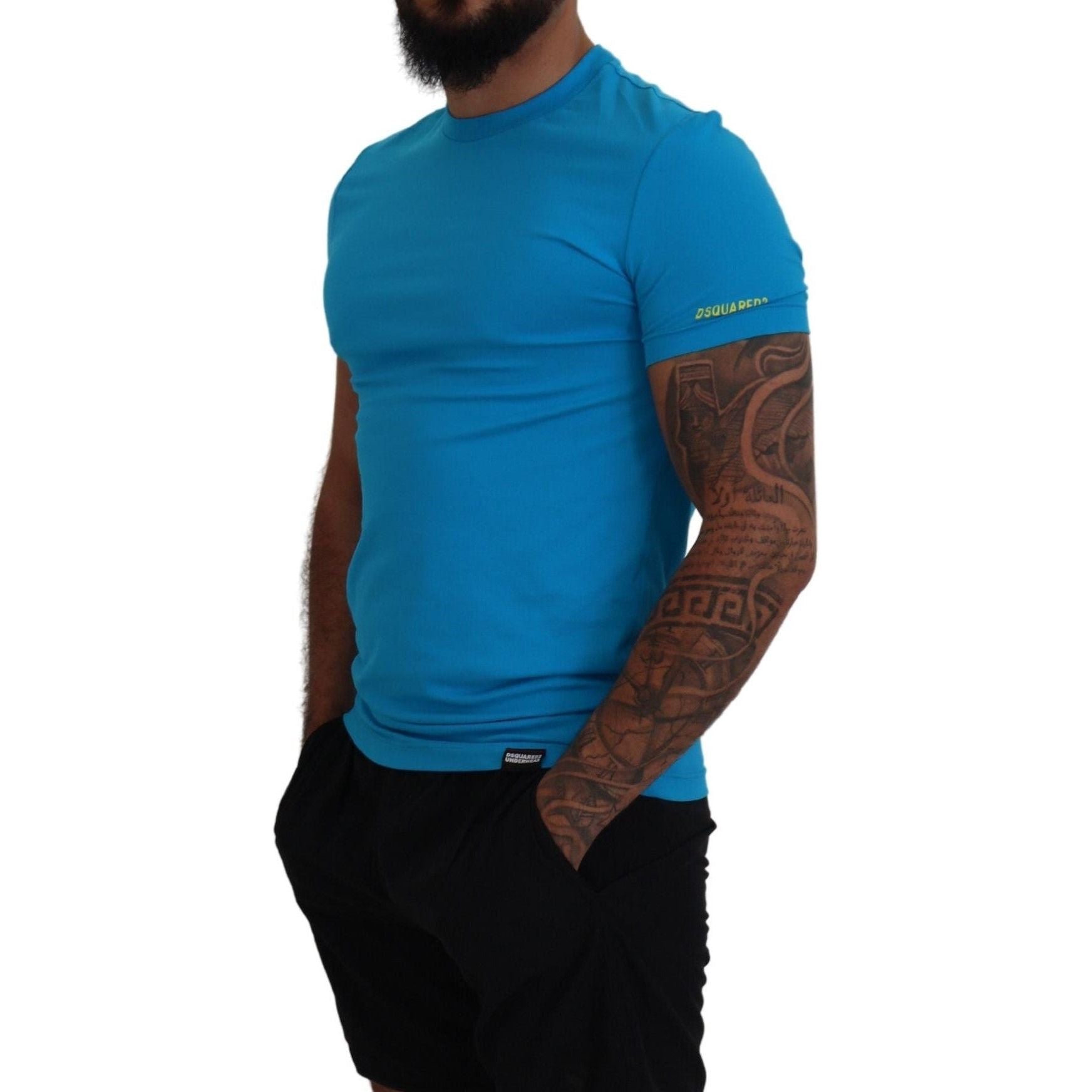 Blue Modal Short Sleeves Crewneck T-shirt