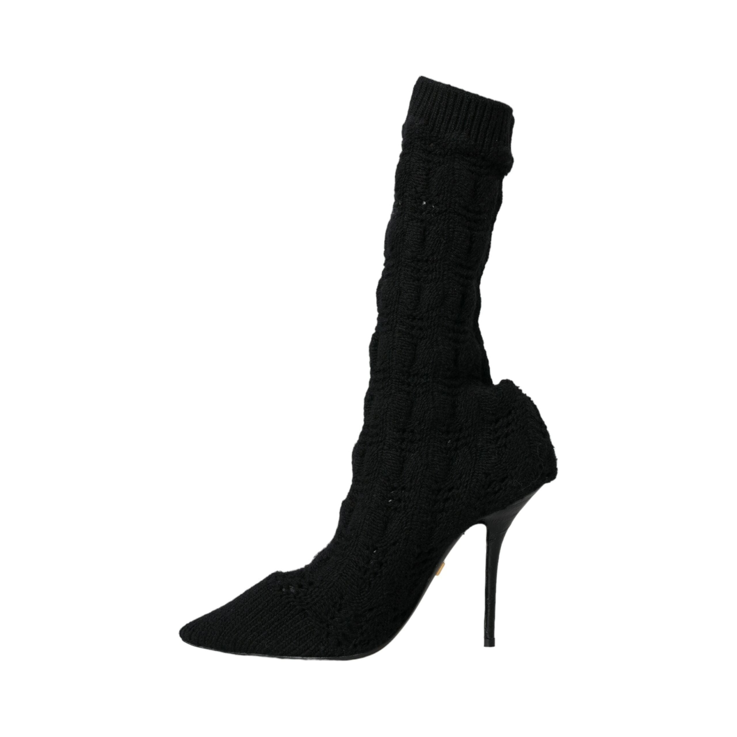 Black Stiletto Heels Mid Calf Boots Shoes