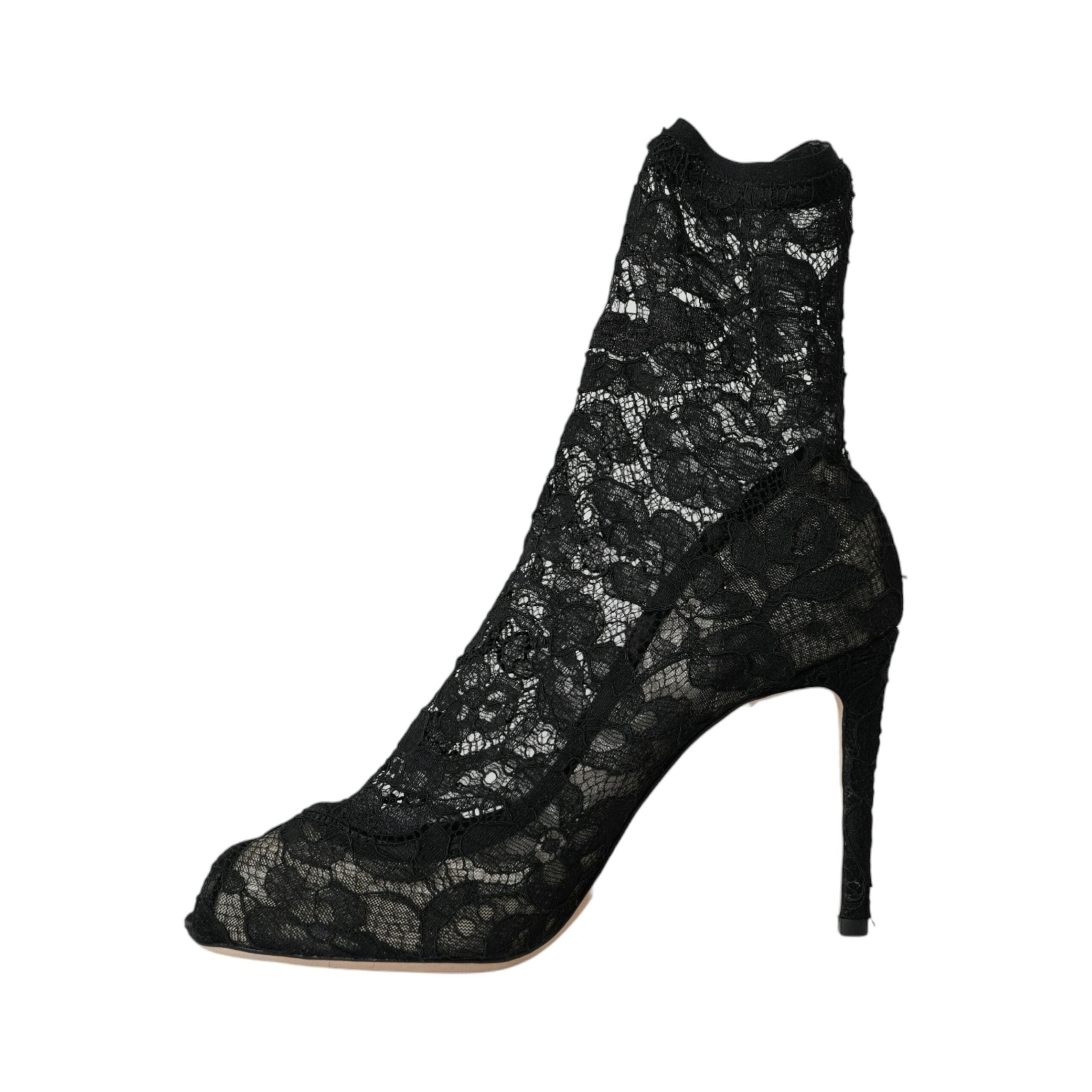 Black Stretch Taormina Lace Boots Shoes