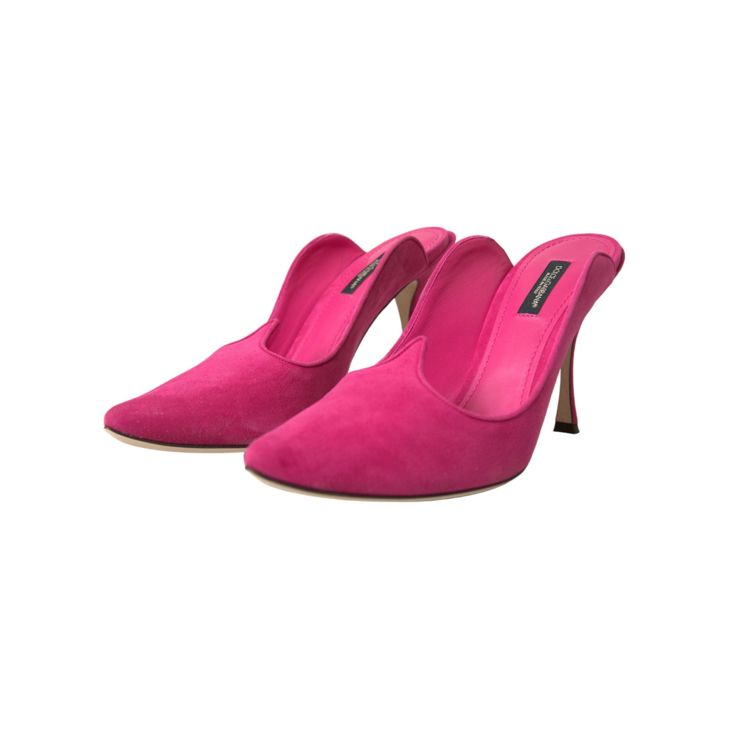 Fuchsia Suede Leather Mules Sandals Shoes