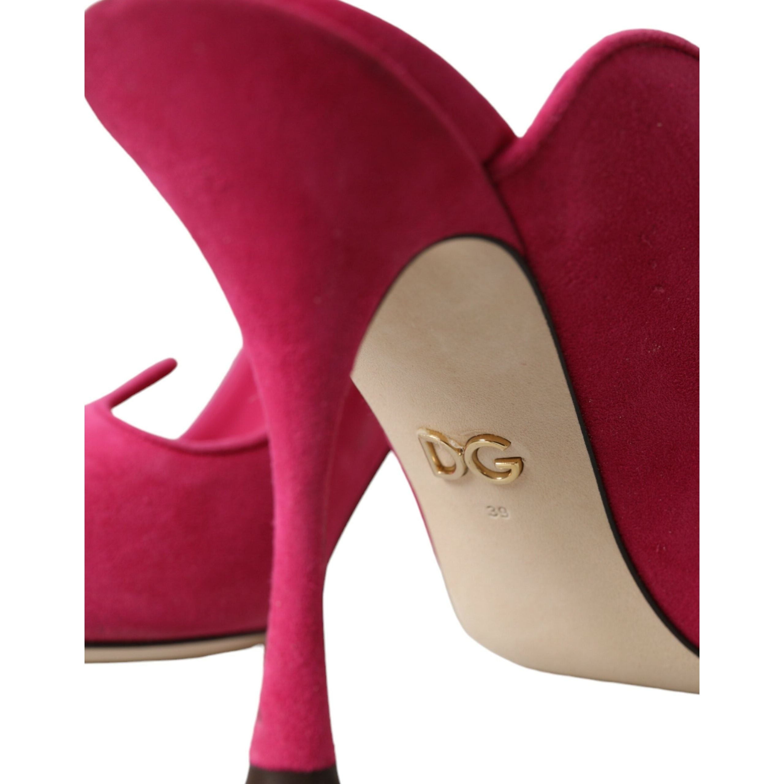 Fuchsia Suede Leather Mules Sandals Shoes