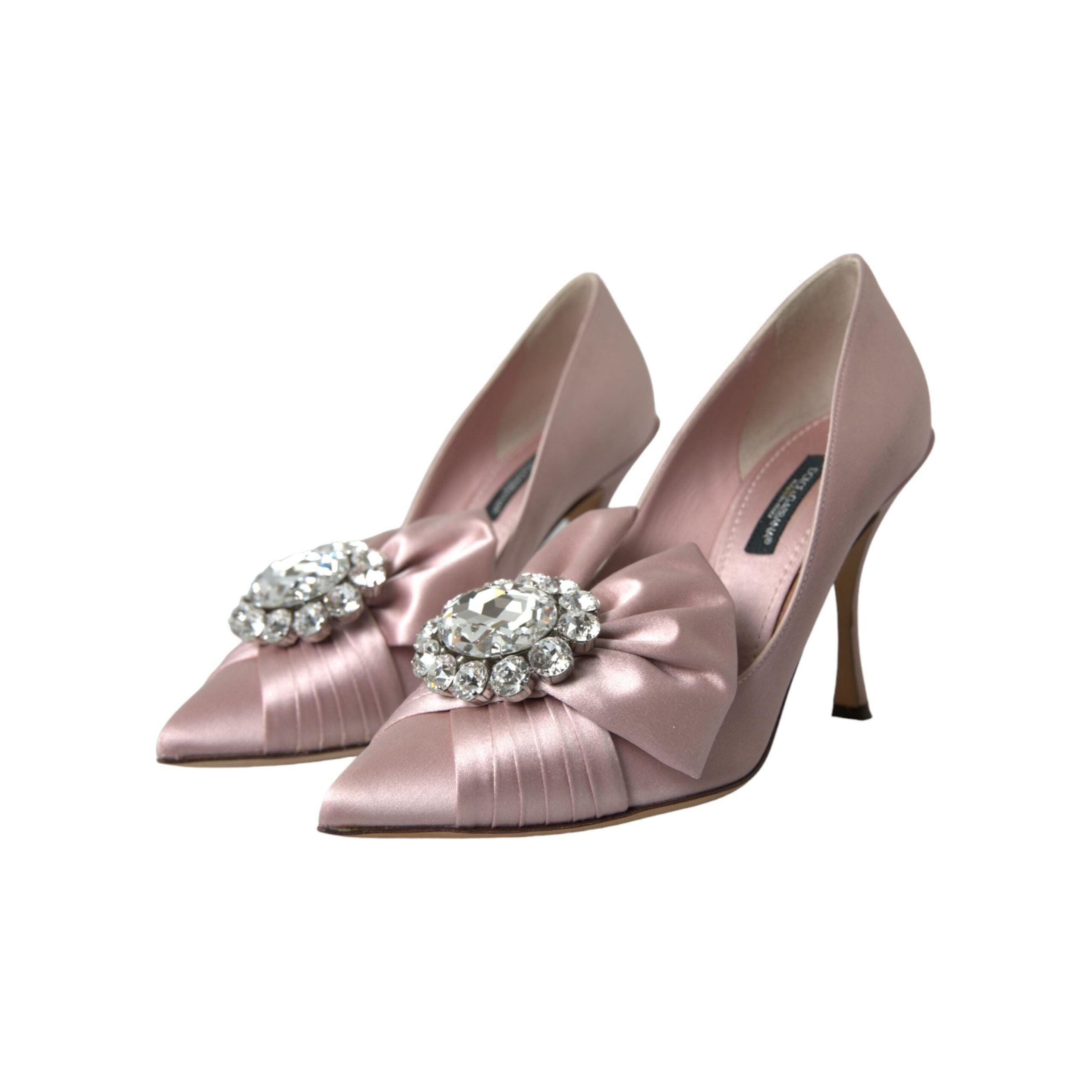 Pink Satin Crystal High Heels Pumps Shoes