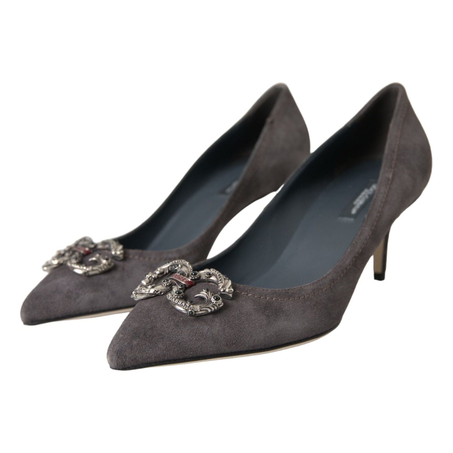 Gray Amore Suede Bellucci Heels Pumps Shoes