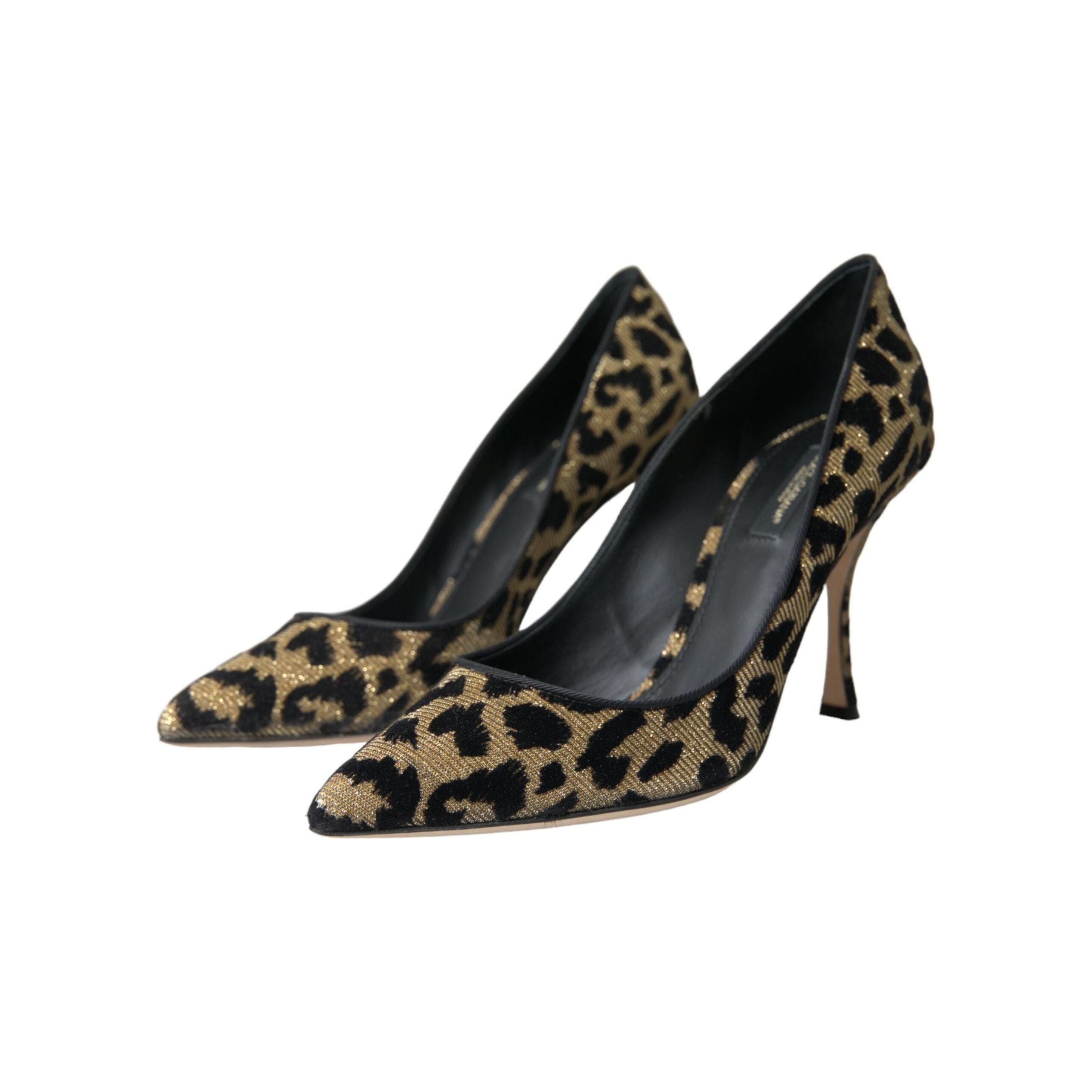 Black Gold Leopard Lurex Heels Pumps Shoes