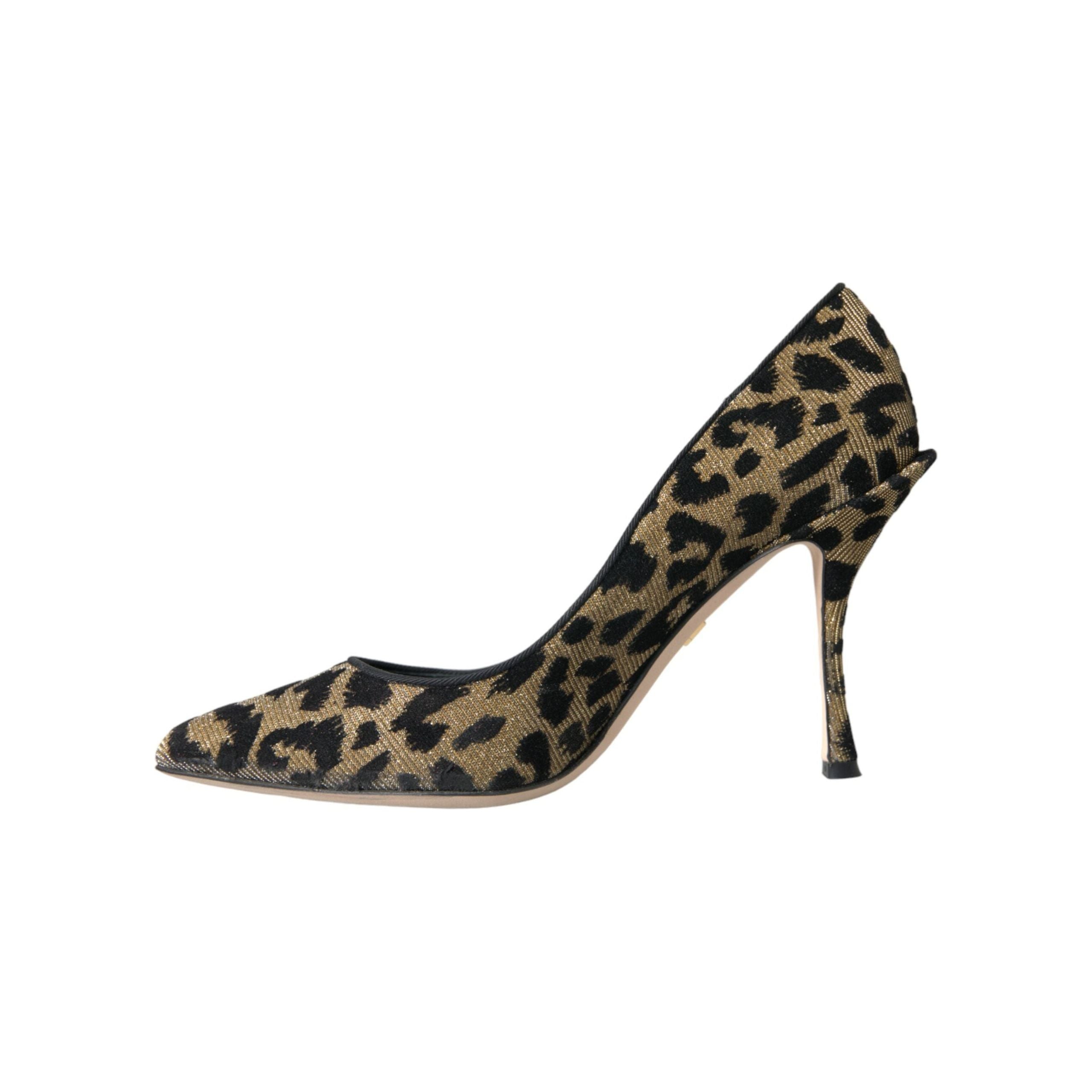 Black Gold Leopard Lurex Heels Pumps Shoes